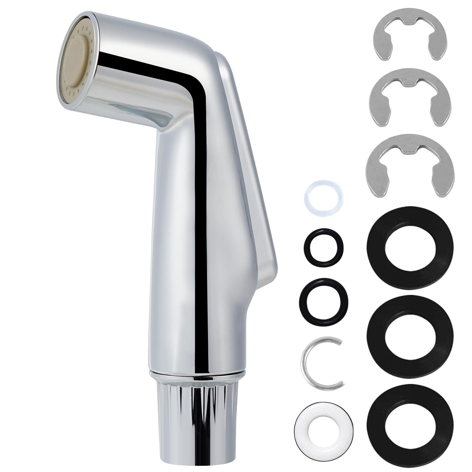 Anqtovp  Universal Kitchen Sink Side Sprayer Head Replacement Chrome Finish Compatible with Most Standard Faucets Easy Install 1 Piece