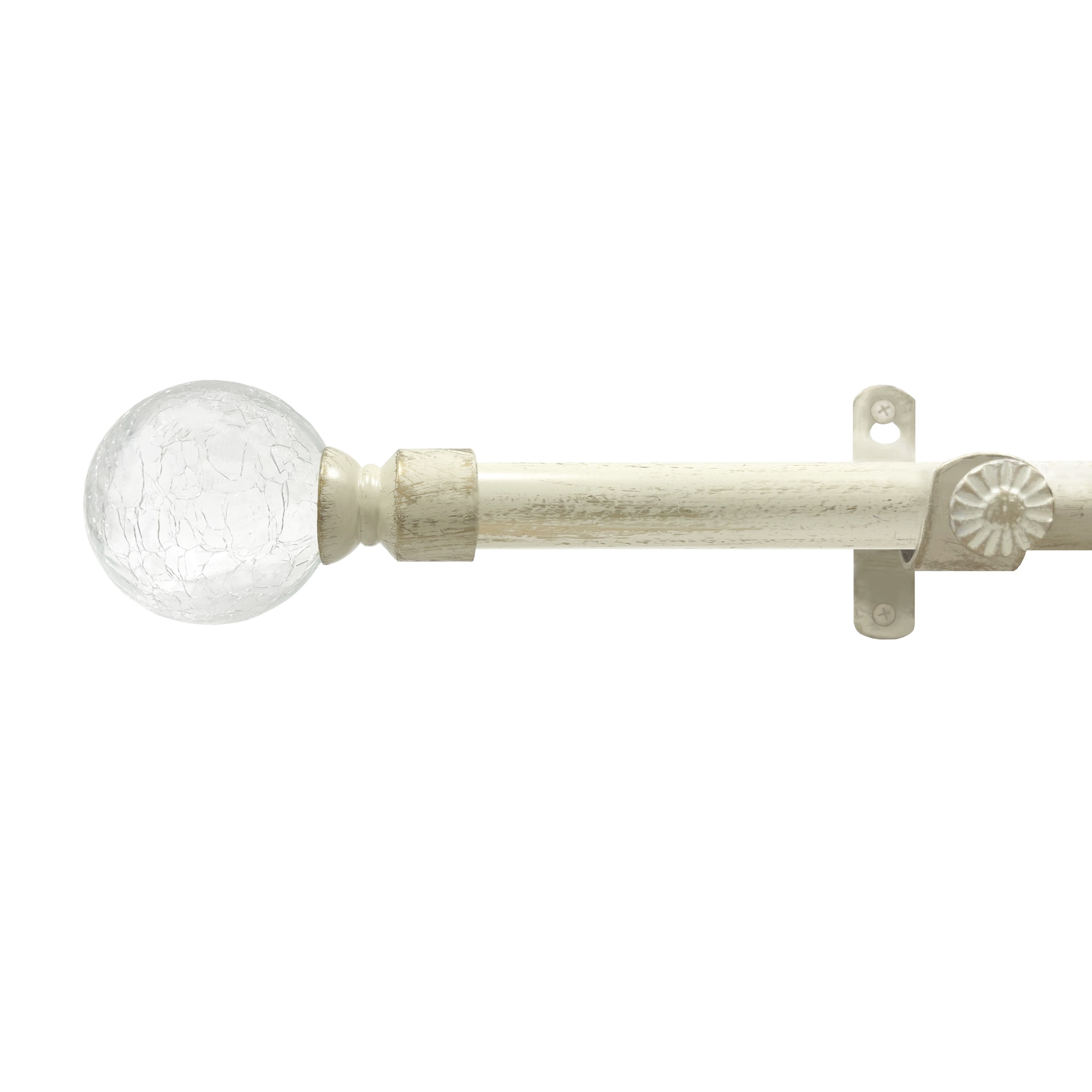 Achim RDMILWG666 Metallo Ilana 66-in to 120-in Antique White and Gold Steel Single curtain rod with Finials