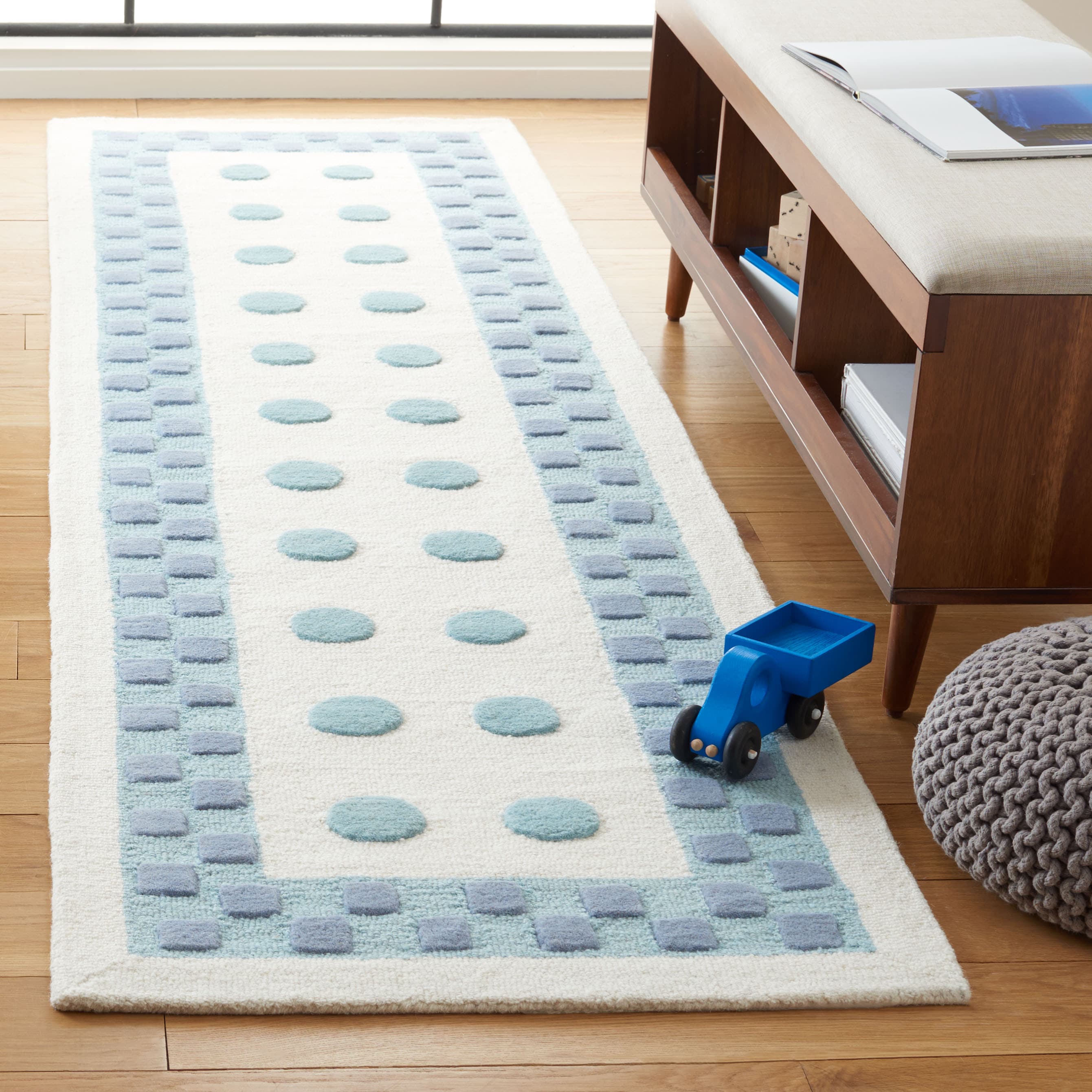  Kids 930M Ivory Blue 2 x 8 Rectangular Runner rug