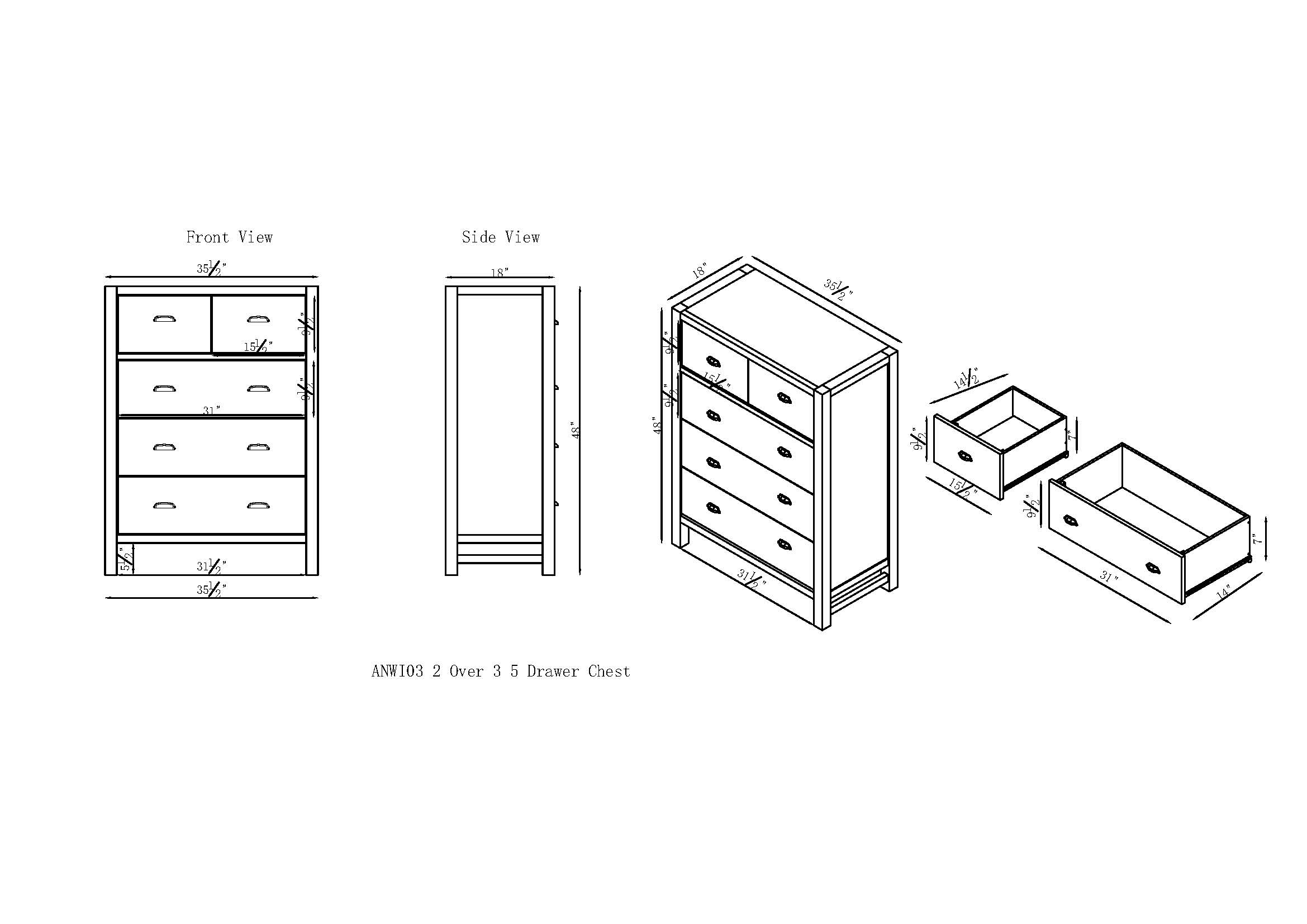 Alaterre Furniture Windsor 5-Drawer Driftwood Gray Chest of Drawers (48 in.  H x 36 in. W x 18 in. D) ANWI0332 - The Home Depot