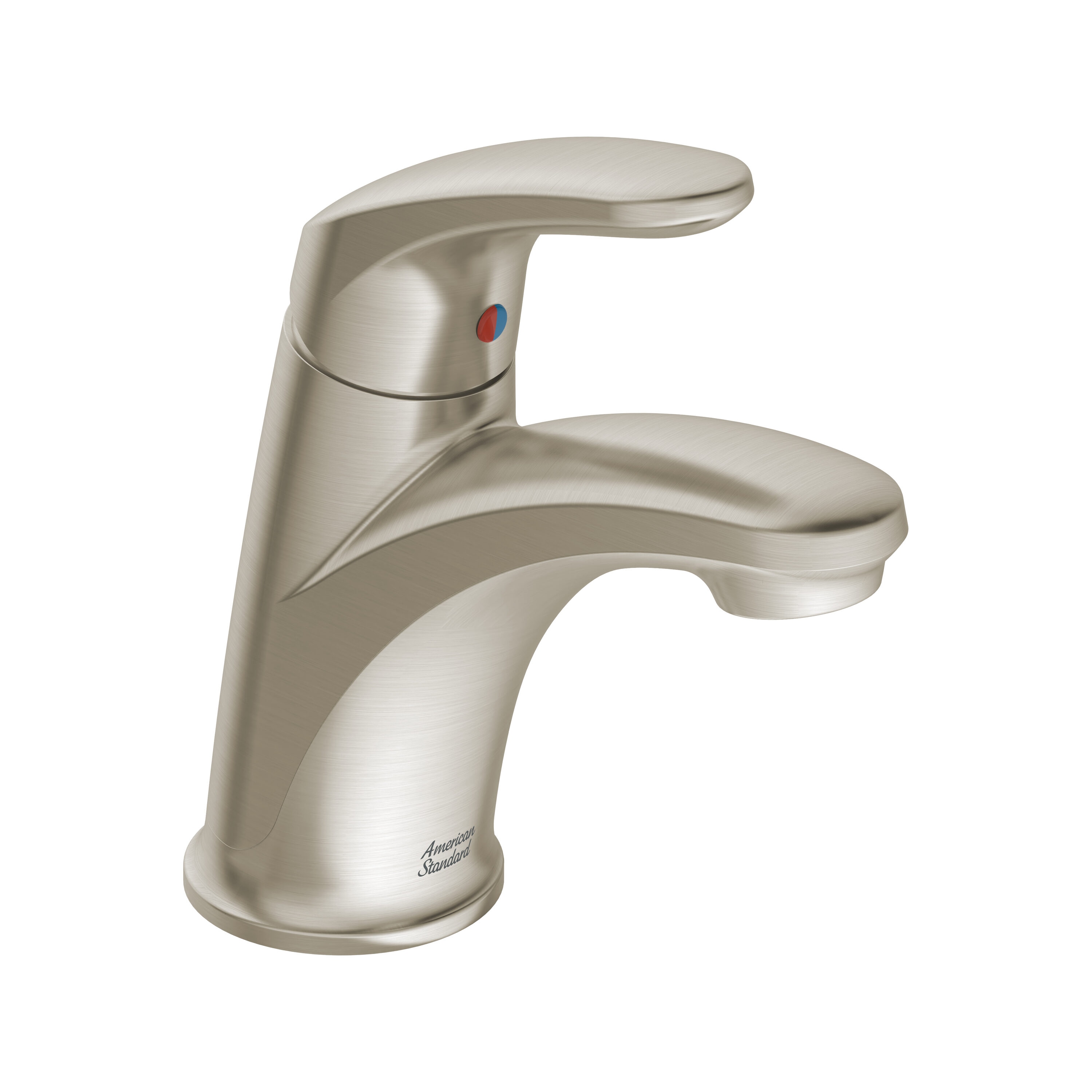 American Standard 7075102.295 Colony Pro BRUSHED NICKEL Single hole 1-handle Mid-arc Residential Handle Bathroom Sink Faucet with Drain with Deck Plate