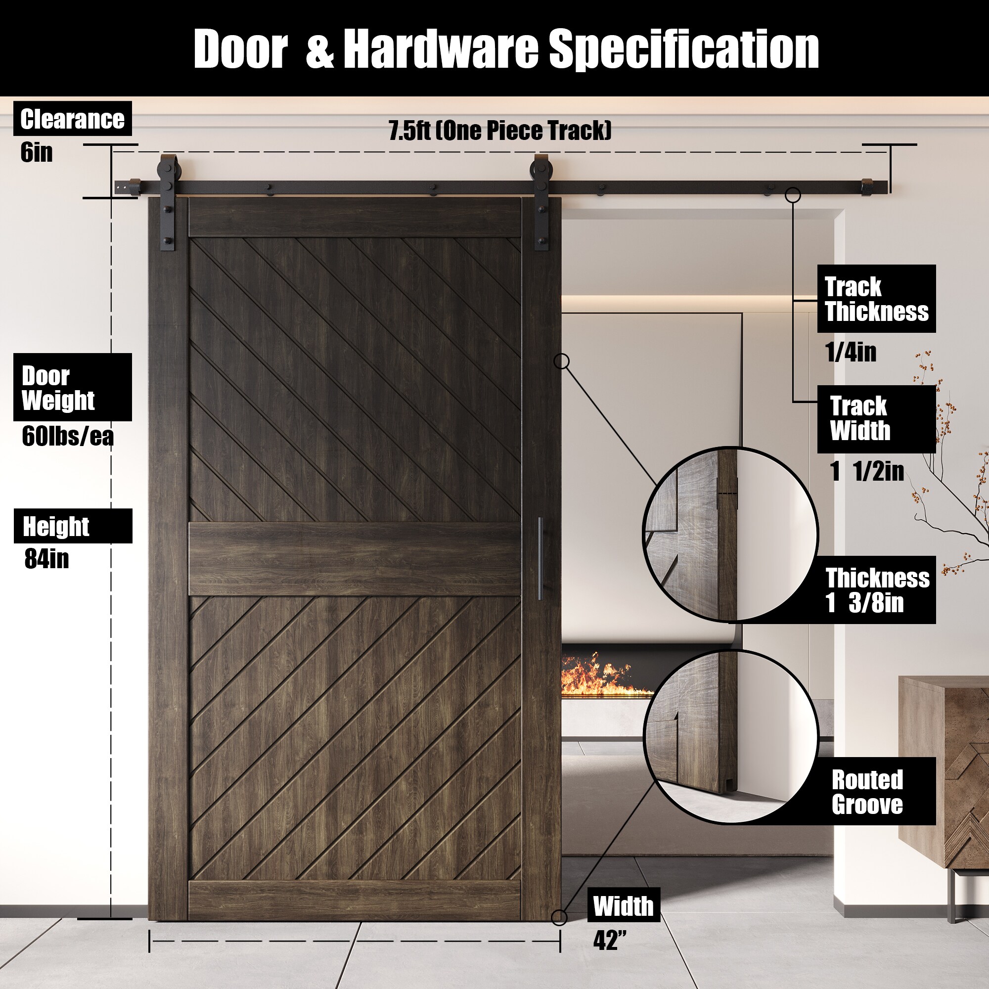 HOMACER YT1H090C-XT4-4284-EB Barn-Doors - View #2