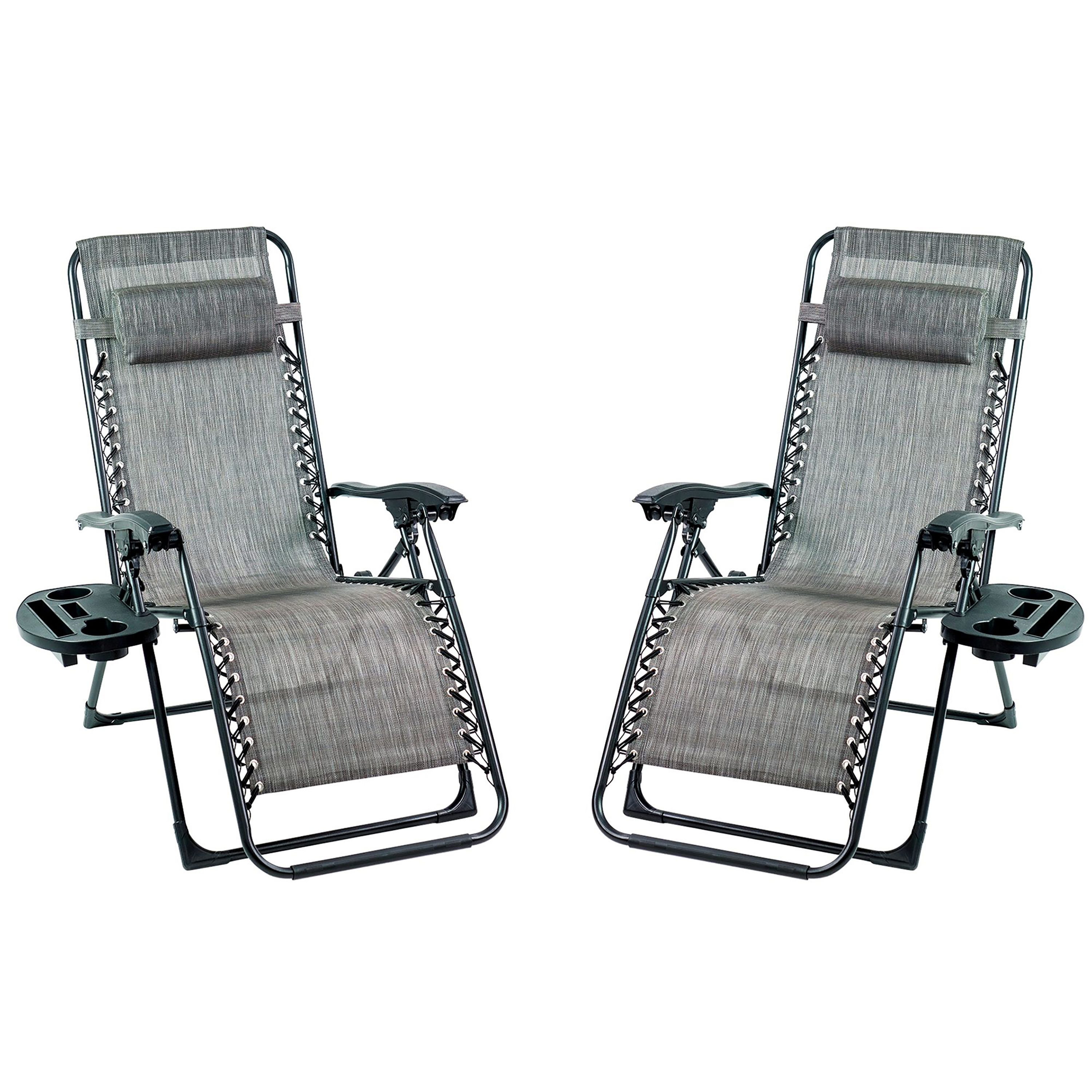 Patio Premier PatioPremier Set of 2 Black Steel Frame Stationary Zero ...