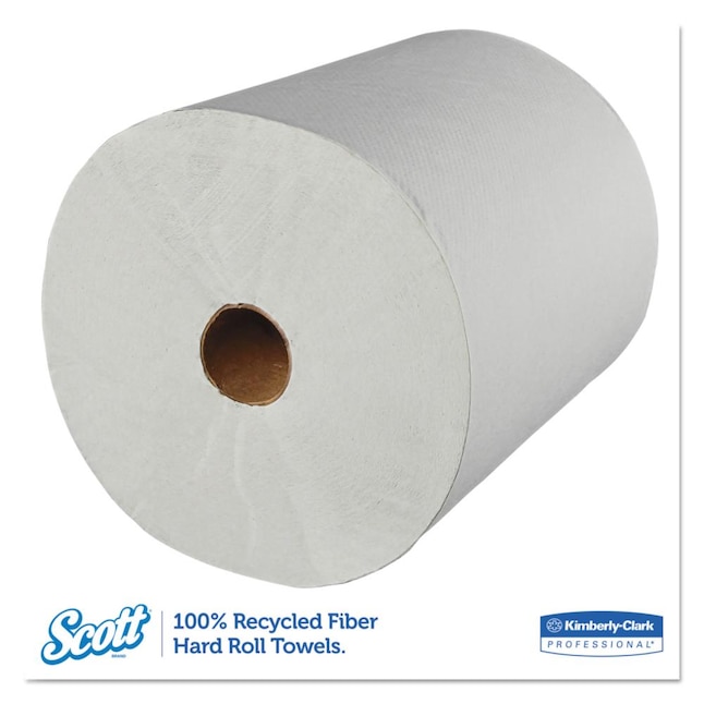 SCOTT Essential 100% Recycled Fiber Hard Roll Towel, White, 8-in x ...