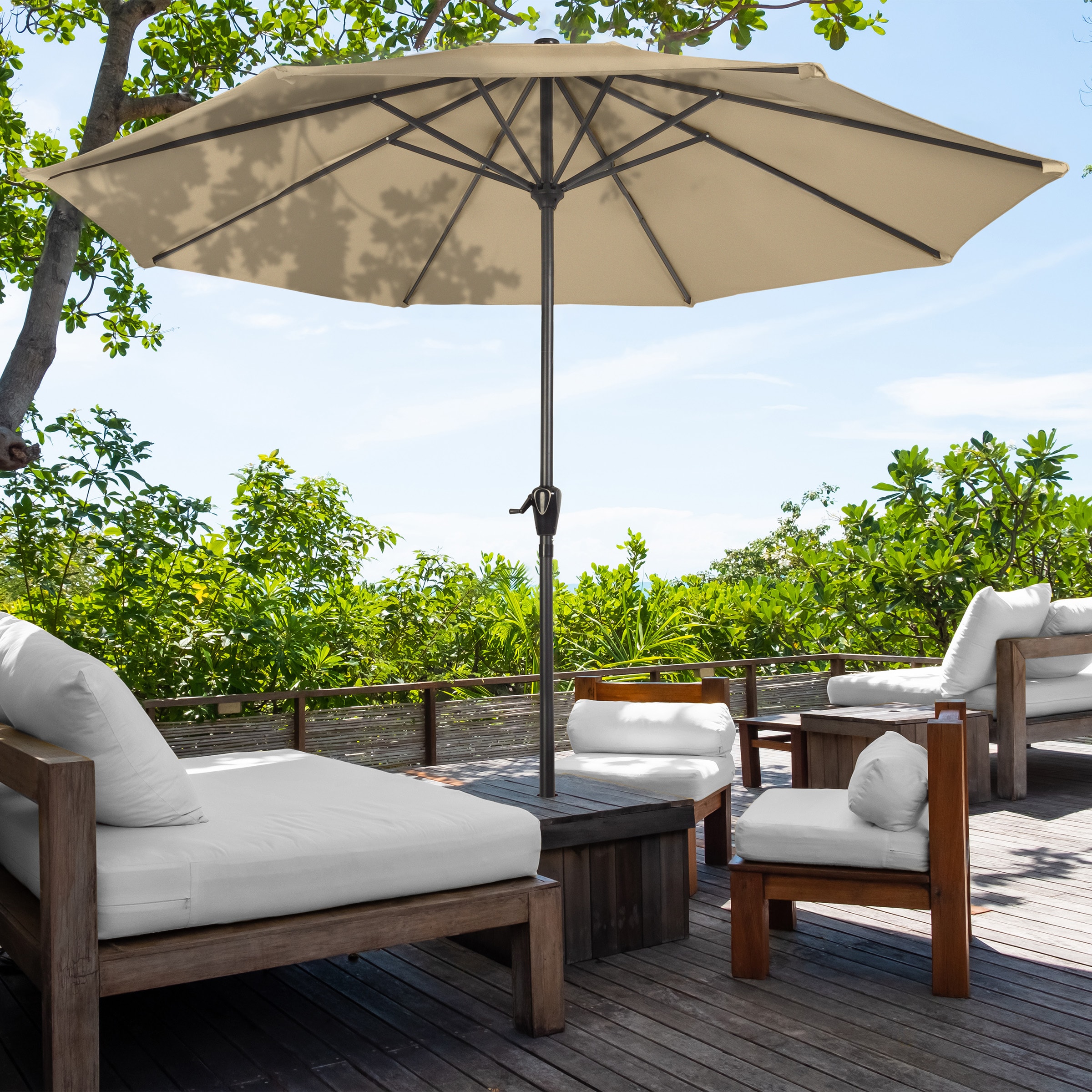 Nature Spring 462140BCX 9-ft Steel Brown No-tilt Garden Patio Umbrella