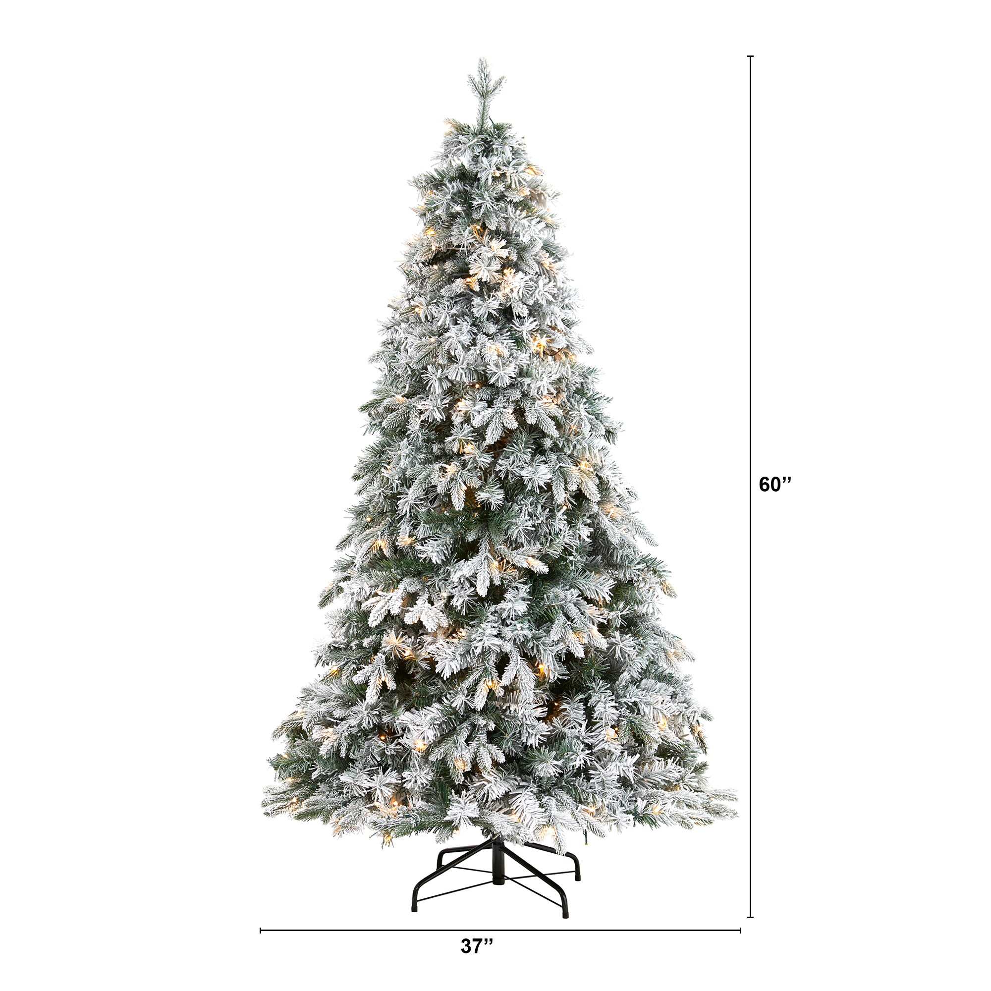Nearly Natural 5-ft Pine Pre-lit Flocked Artificial Christmas Tree with ...
