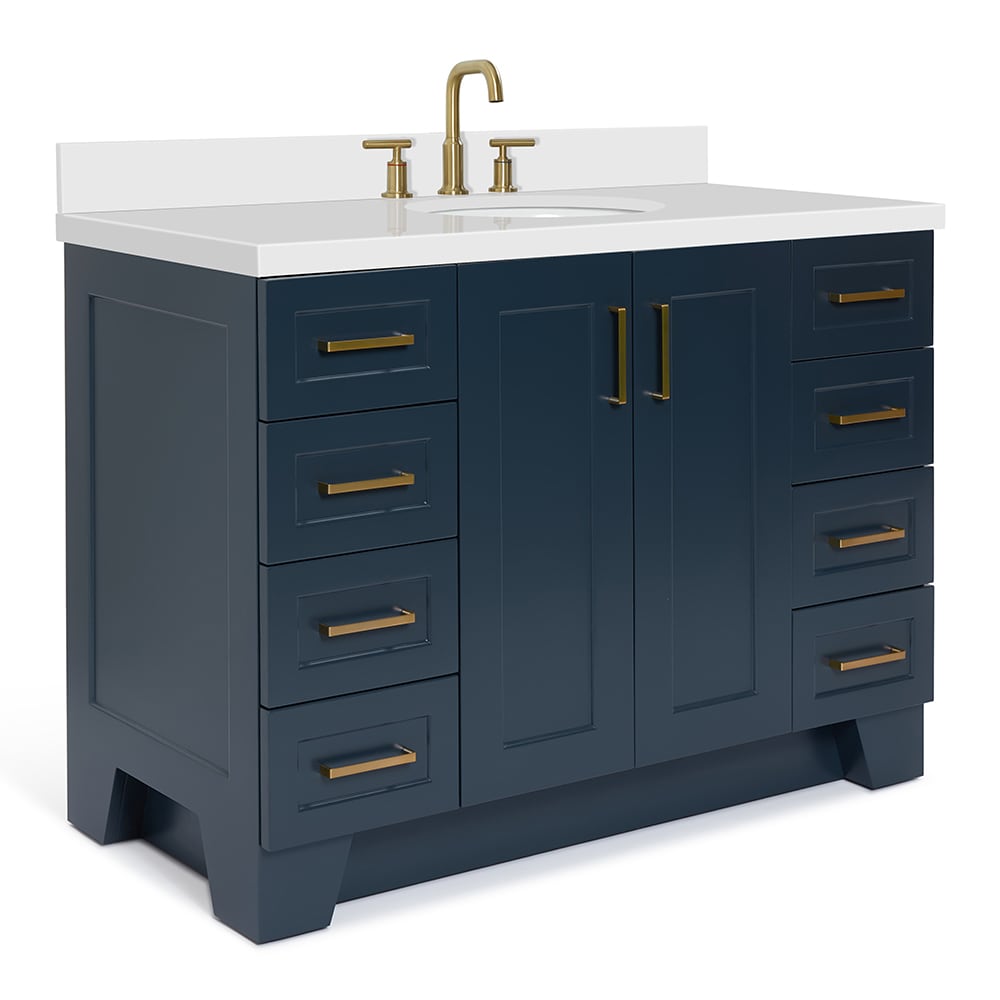 Midnight Blue and White Quartz 49-Inch Single Bathroom Vanity
