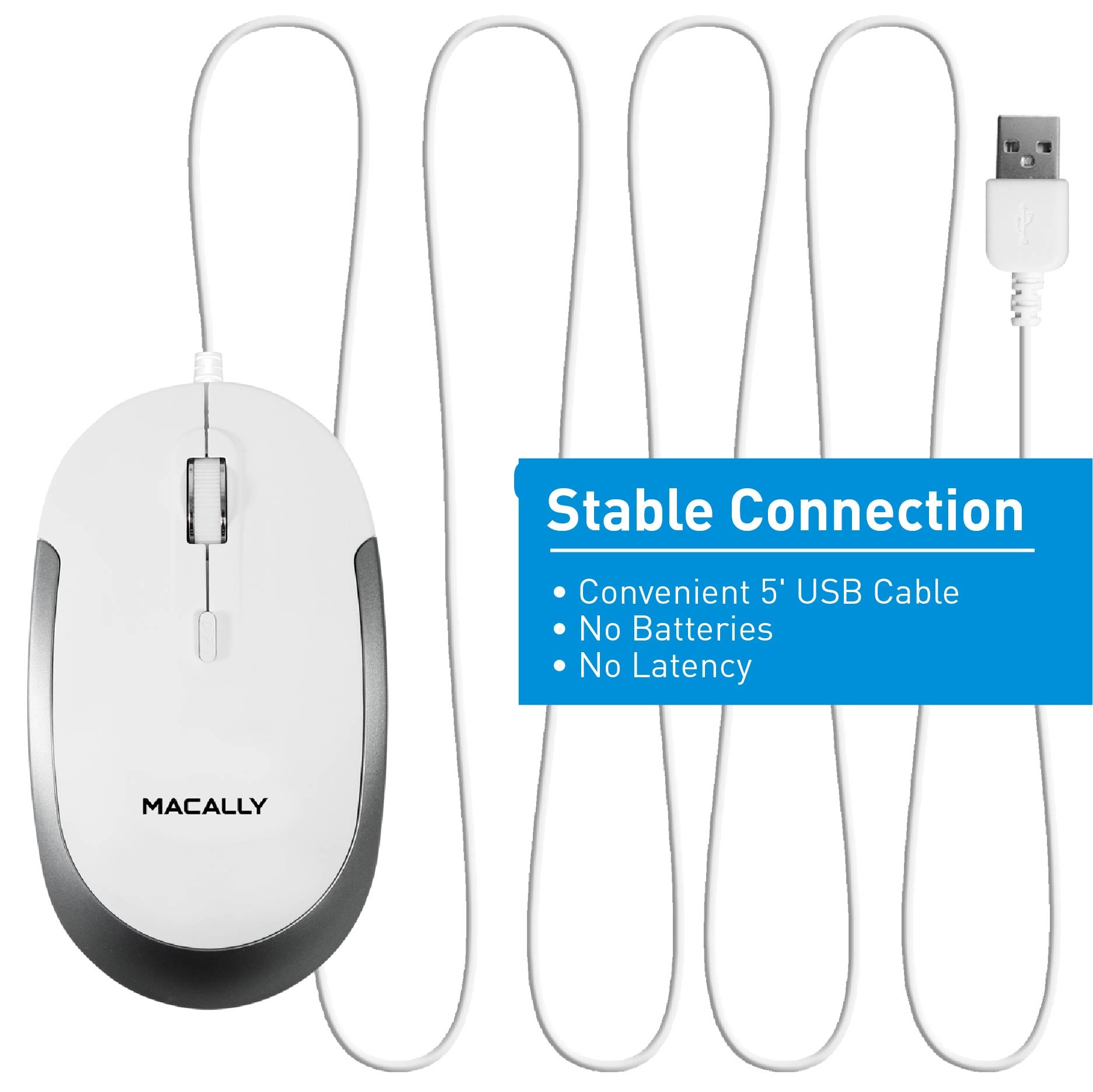 Macally - UCDynaMouseSG - USB-C Optical Quiet Click Mouse - Black & Space  Gray