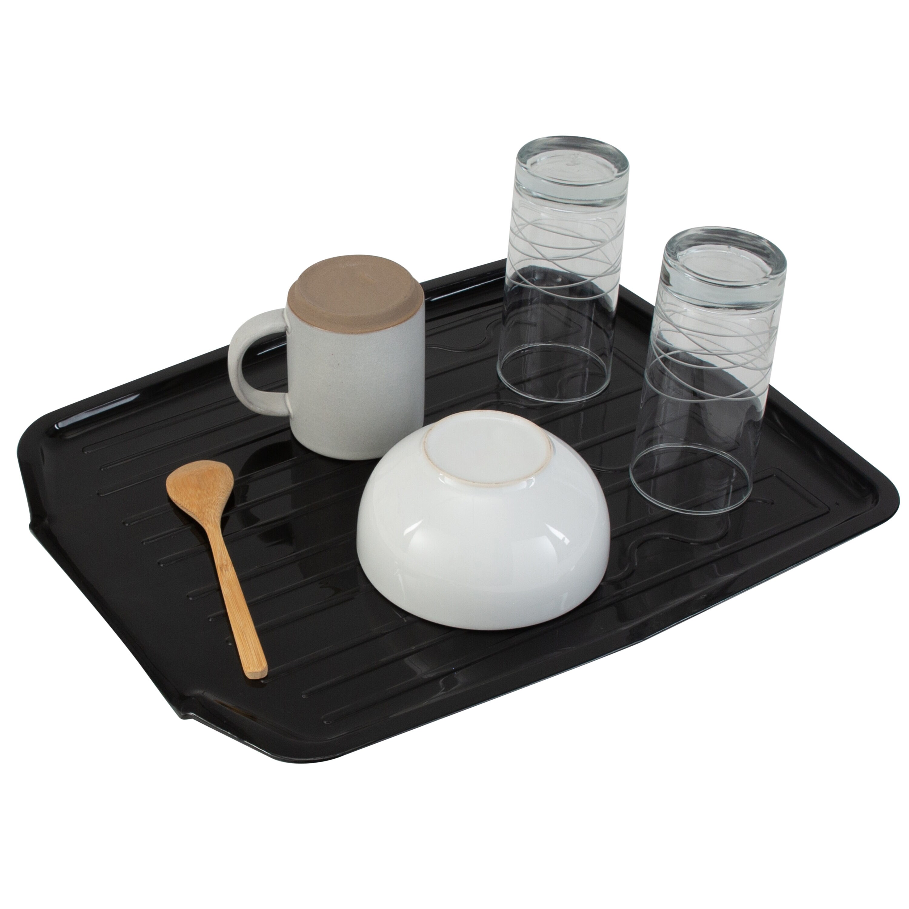 Black Plastic Countertop Dish Draining Tray