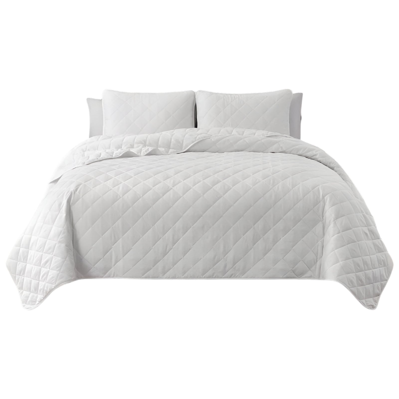 Slickblue 3-Piece King/Cal King/ Full/Queen / 2-Piece Twin/Twin XL Diamond Quilted Microfiber Quilt Set for Bedroom Ivory/ Light Blue/ Dark Grey/ White