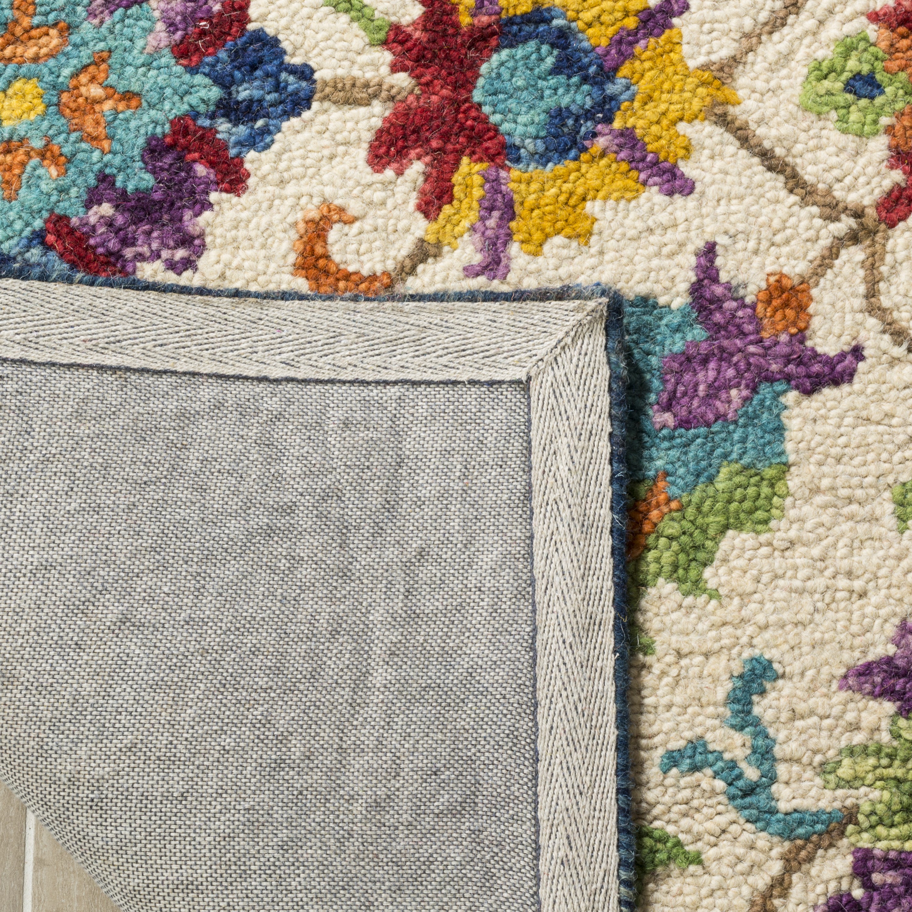 Handmade Tufted Floral Blue Wool Area Rug 3' x 5'