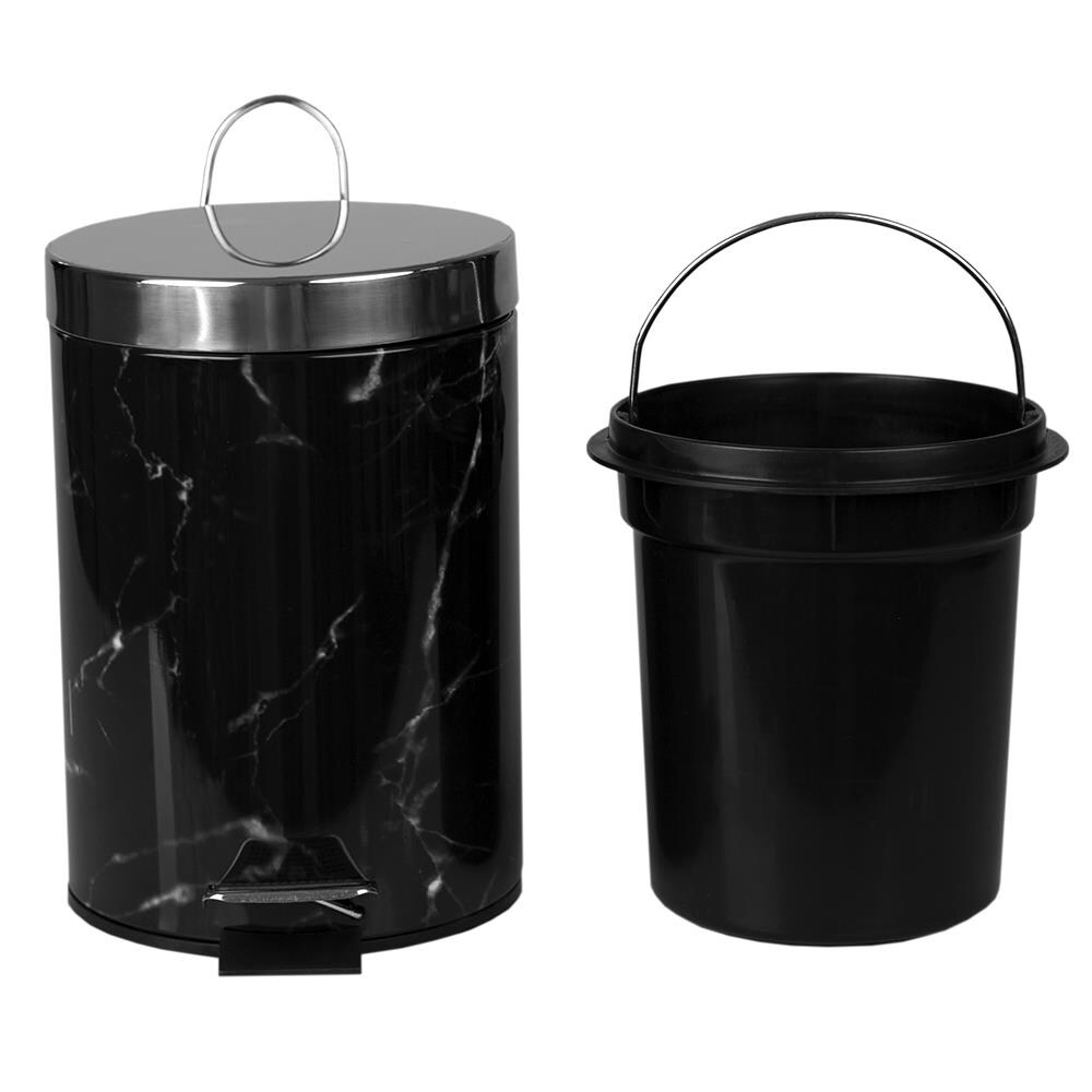 Home Basics Black Stainless Steel Wastebasket at Lowes.com