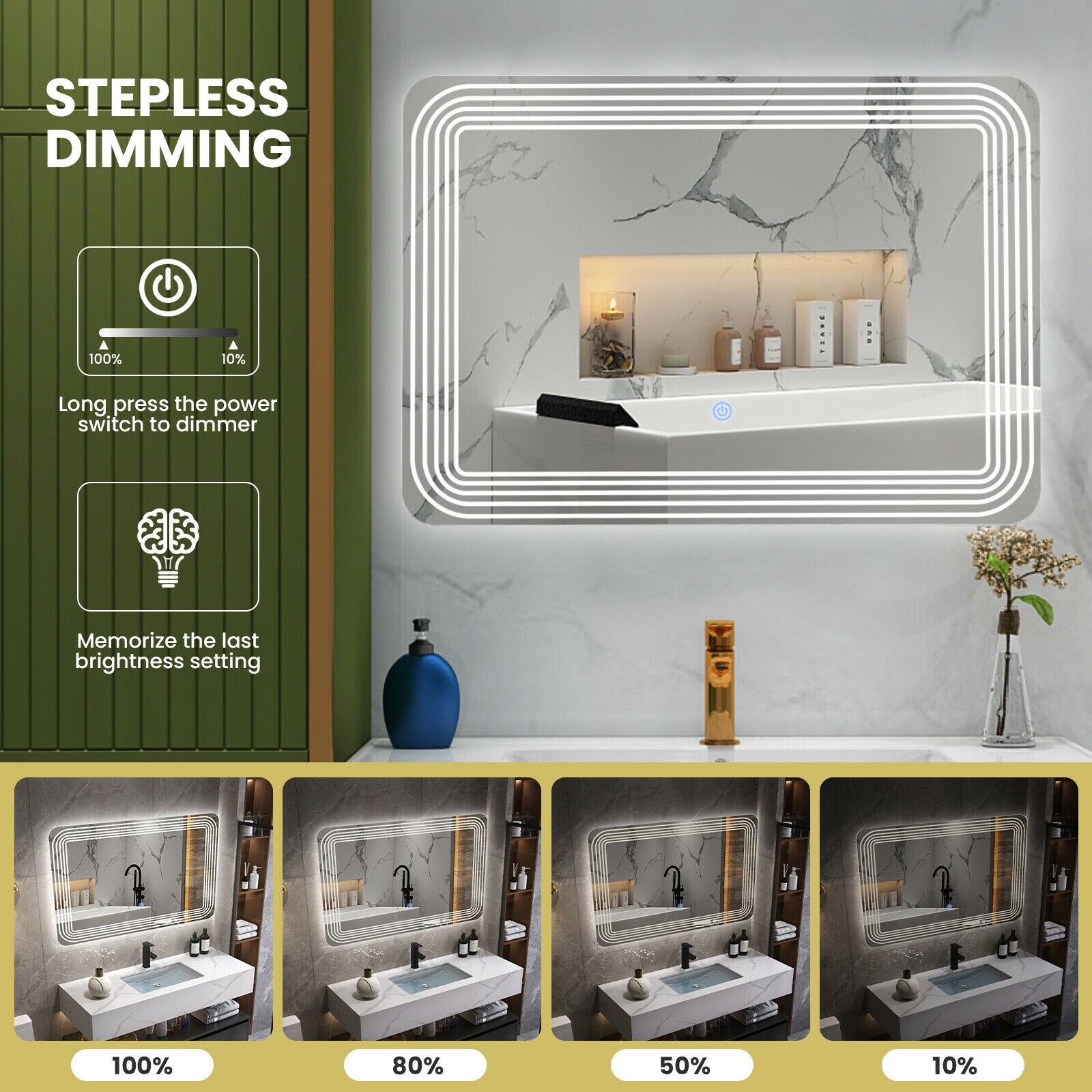 WELLFOR BTS-7637US Framed-Bath-Mirrors - View #3