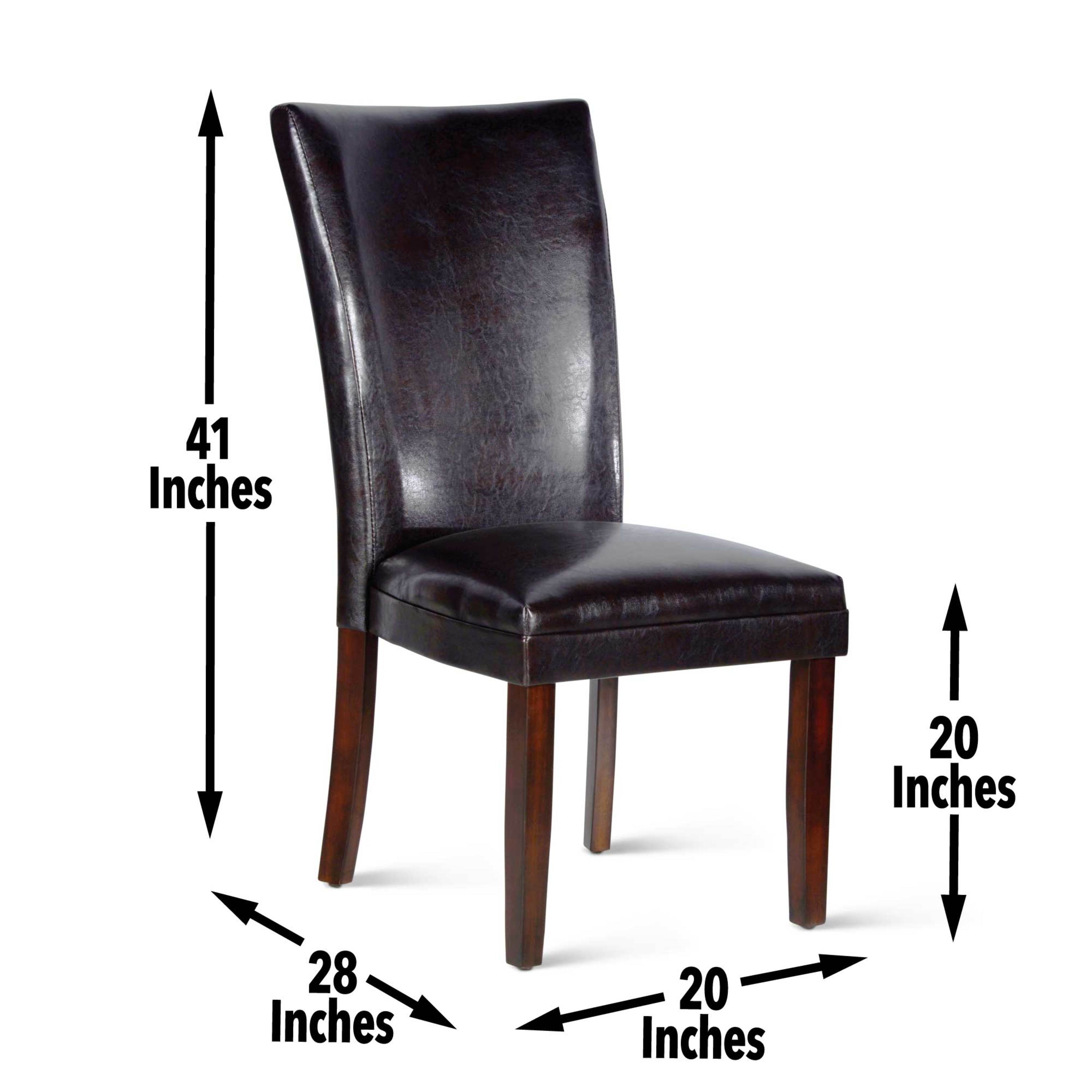 Transitional Brown Leather Parsons Side Chair with Memory Foam