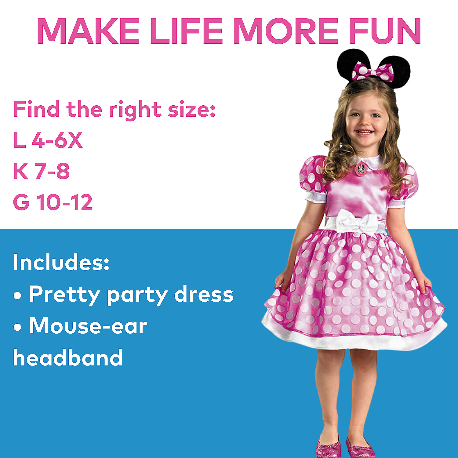 Mickey Mouse Costume Minnie Mouse Blue Polka Dot Dress Disguise Girl's  Toddler Pink Classic Minnie Mouse Polka Dot Dress Costume 3T-4T At