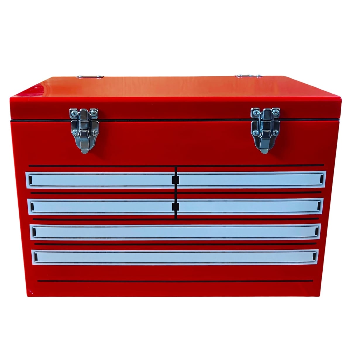 Loheer - 21-Quart Red Powder-Coated Steel Retro Industrial Toolbox Metal Cooler