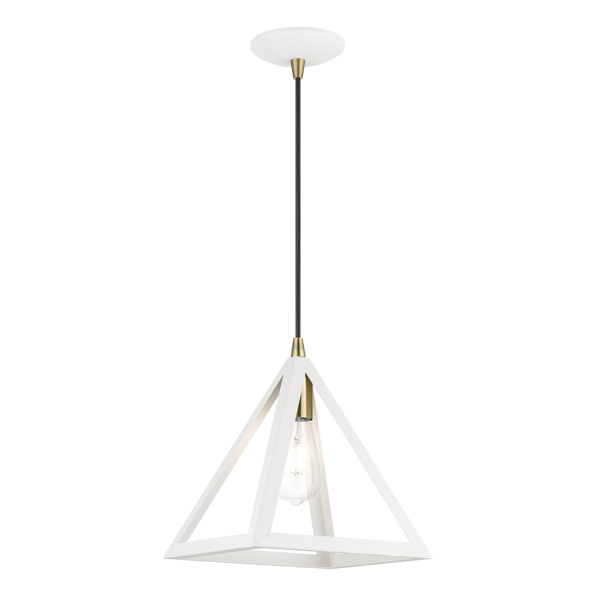 Livex Lighting Pinnacle Textured White with Antique Brass Accents