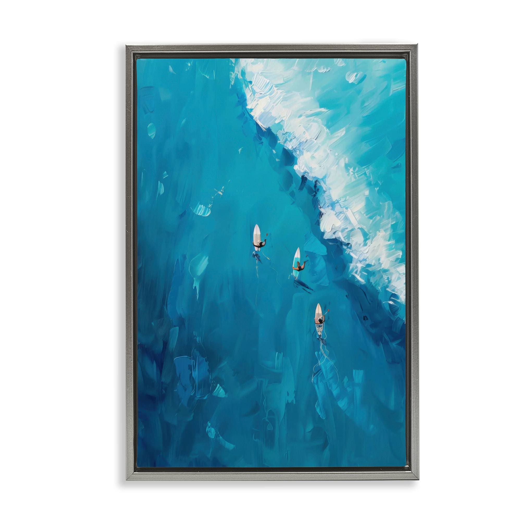 Stupell Industries BT-721-FFL-20X30 Aerial Surfers Approaching Wave Floating Frame design by LSR Design Studio