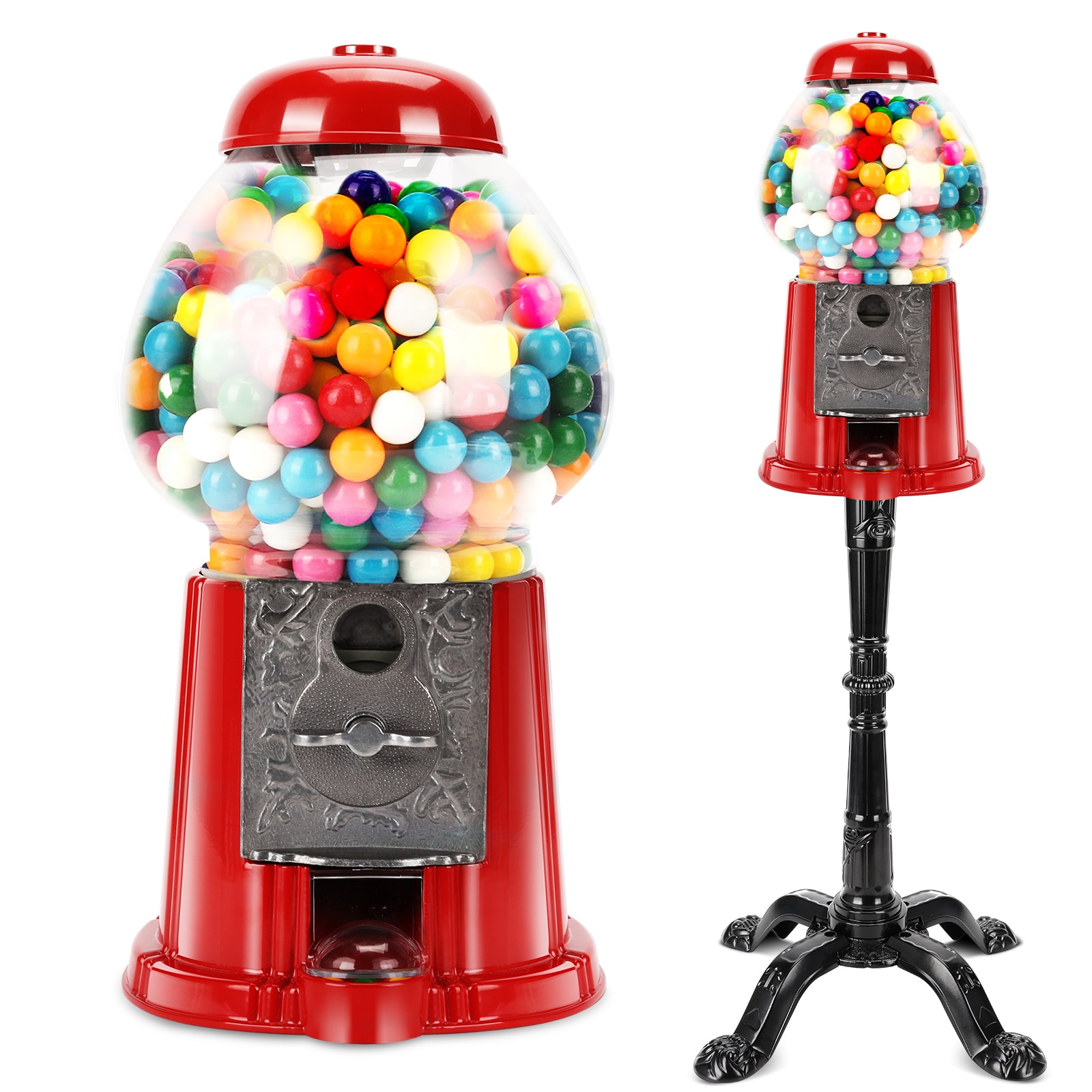 LUXEYARD Commercial Red Gumball Machine With Stand KeyOperated Candy Dispenser Coin Operated Metal Halloween Christmas Gift