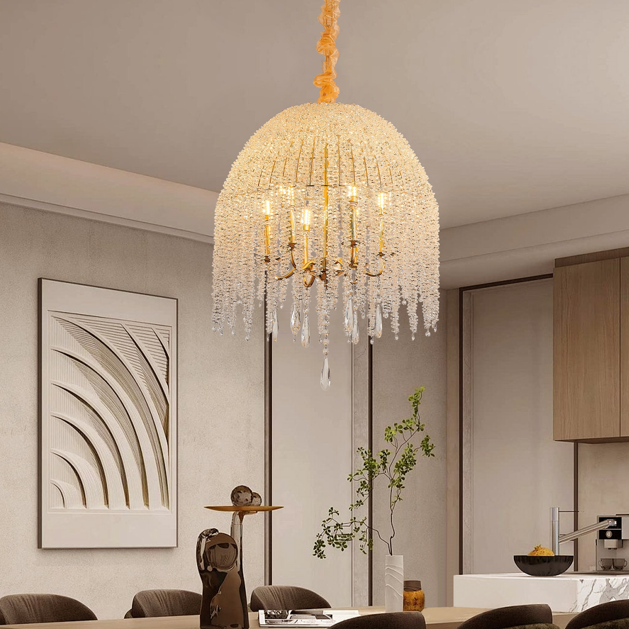 Alexis Two-Tone Antique Brass & Black 6-Light Chandelier