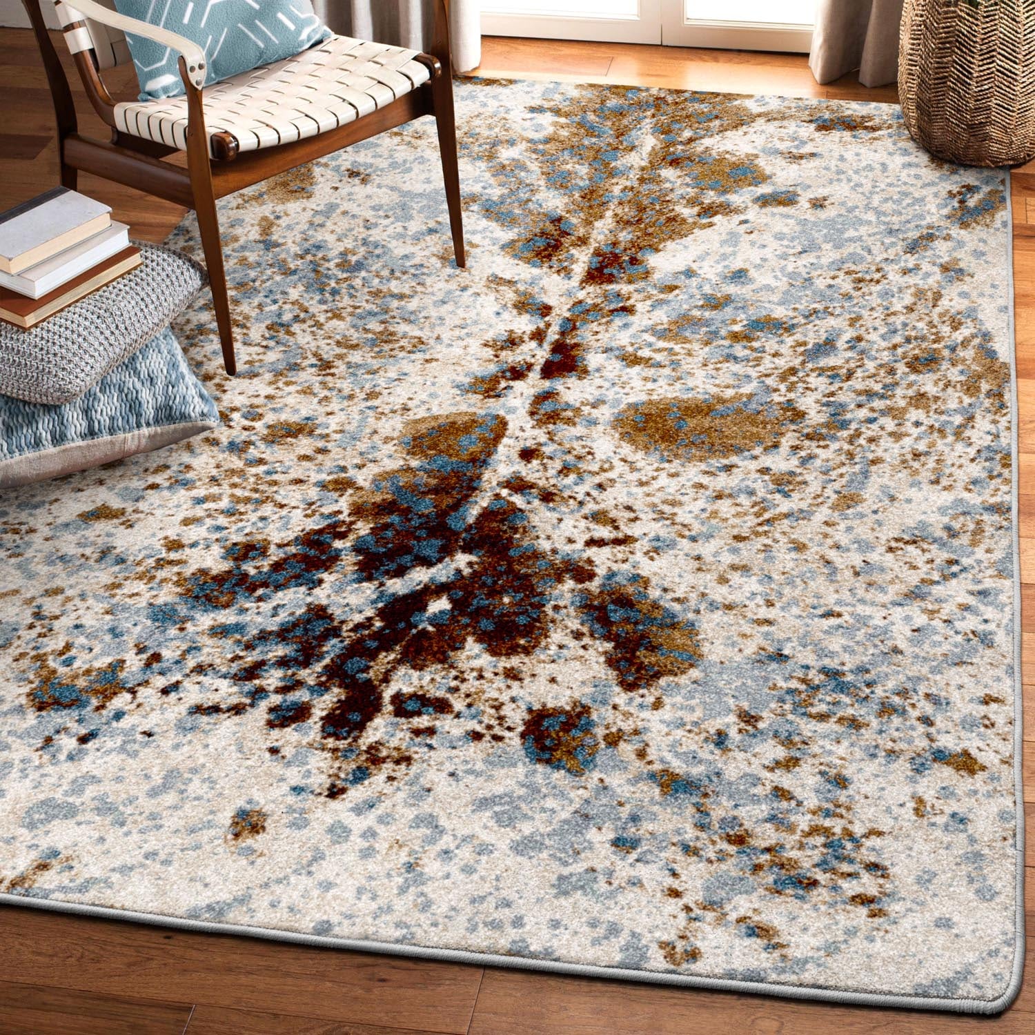 American Dakota 0534DNM202 8 x 11 (ft) Tufted Nylon Denim Rectangular Indoor Animal print Area rug