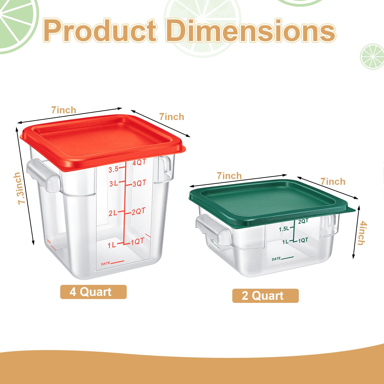 LILILIAN FMY 4 pcs Food Storage Container Set Square Dough Proofing ...