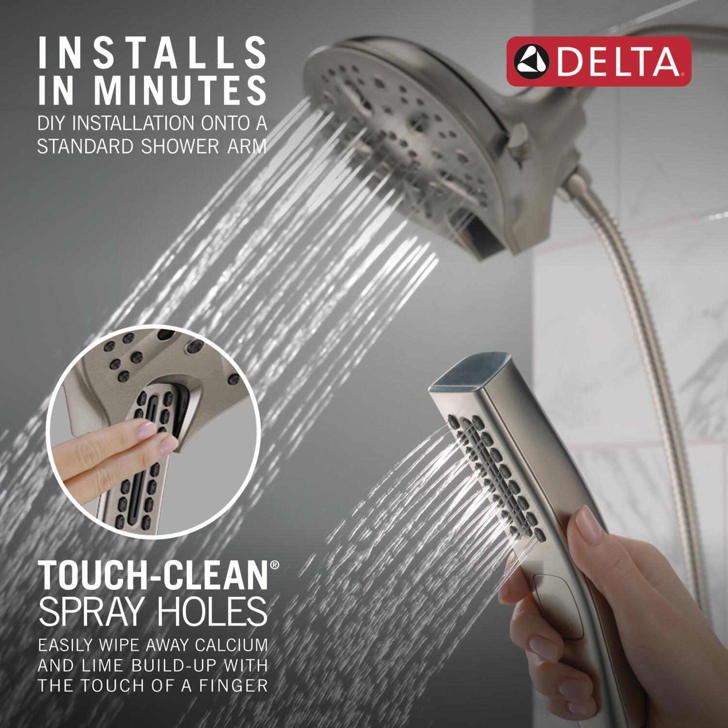 7-Setting Wall Mount Hand Shower with Cleaning Spray in Lumicoat