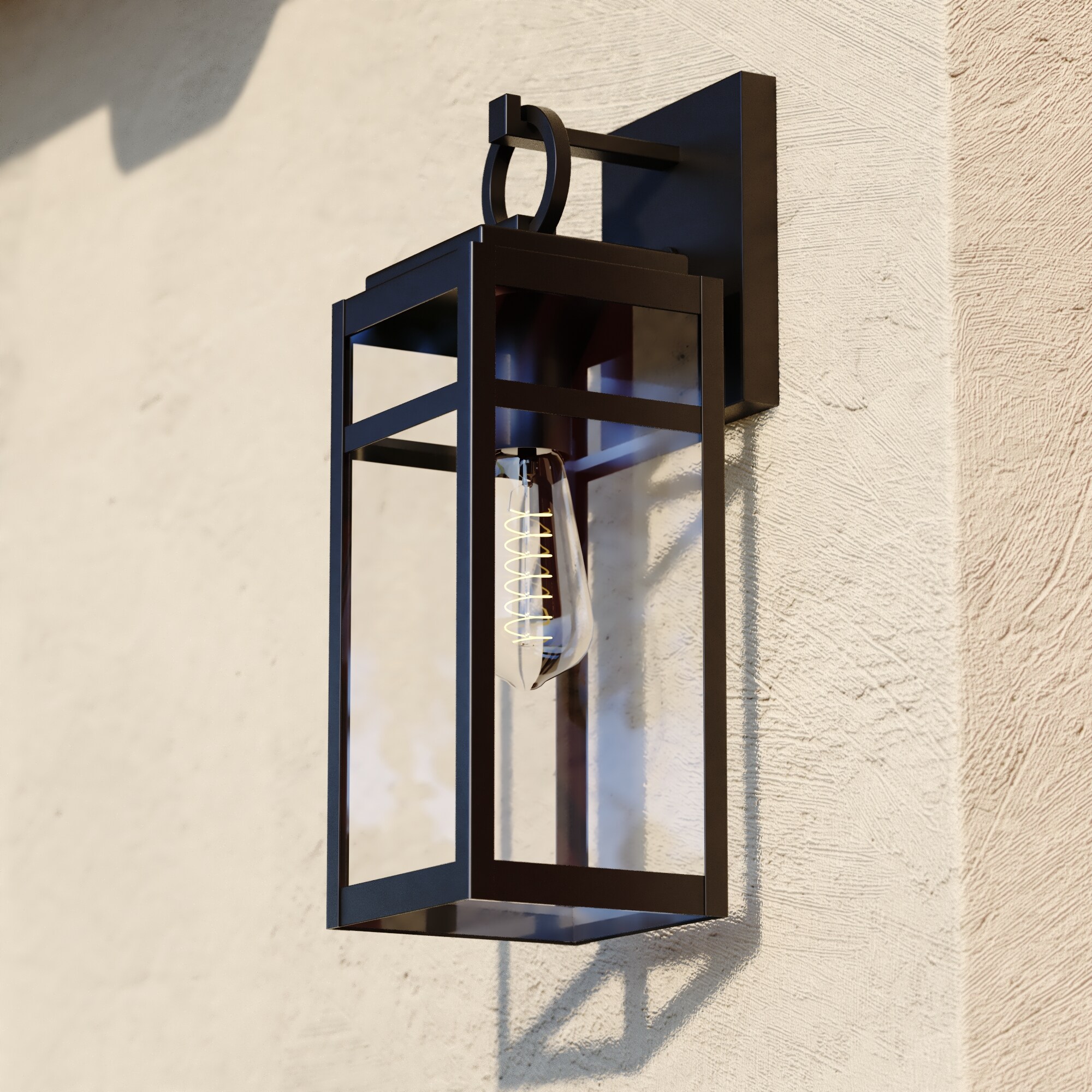 Cascadia T0720 Hubbard 1 -Light 15.25-in H Matte Black Hardwired Dusk to Dawn Outdoor Wall Light