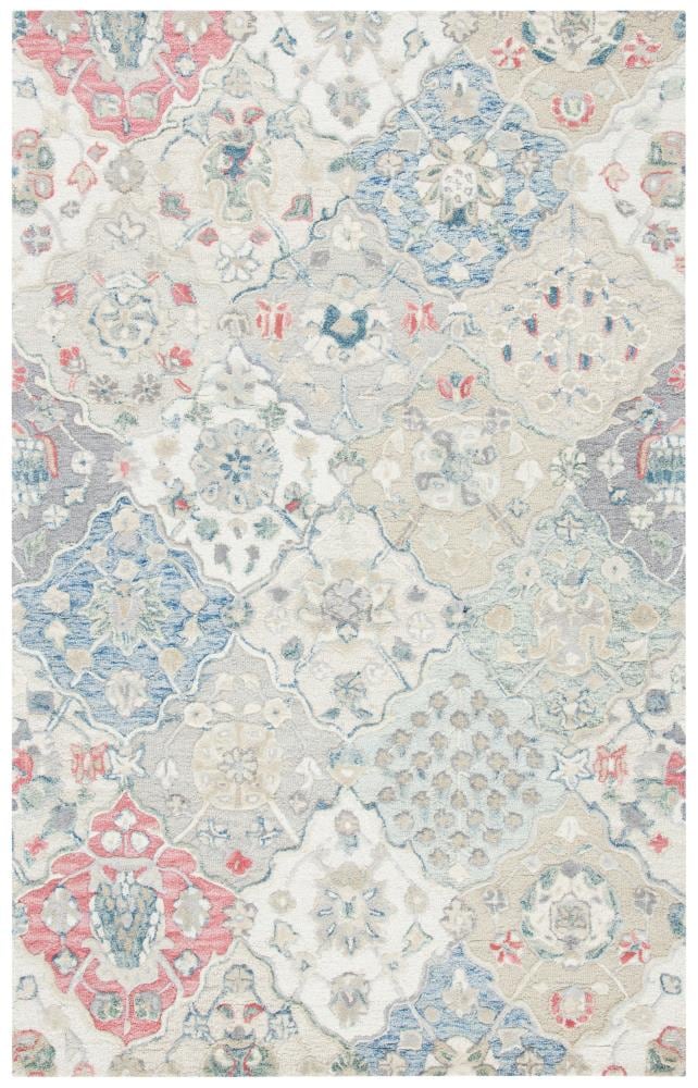 Safavieh GLM622A-5 Glamour Corfu 5 x 8 (ft) Tufted Wool Ivory/Red Rectangular Indoor Floral/Botanical Farmhouse/Cottage Area rug