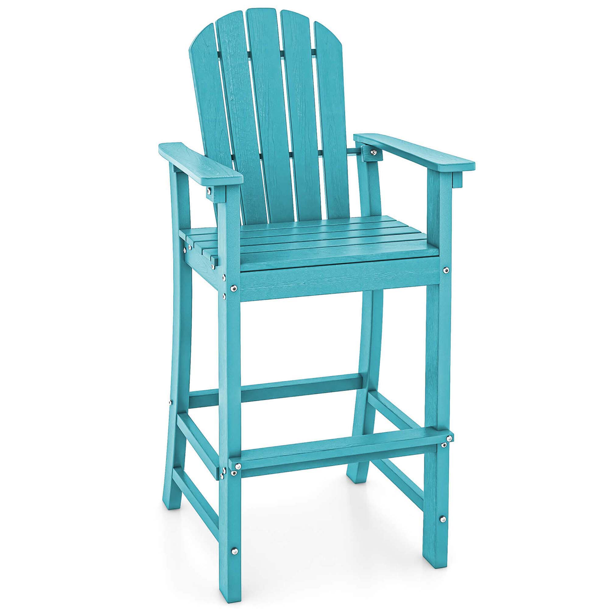 Costway HCST03018 Turquoise 30-in H Extra tall (34-in and up) Square Seat Plastic Back Bar Stool with Arms and Back