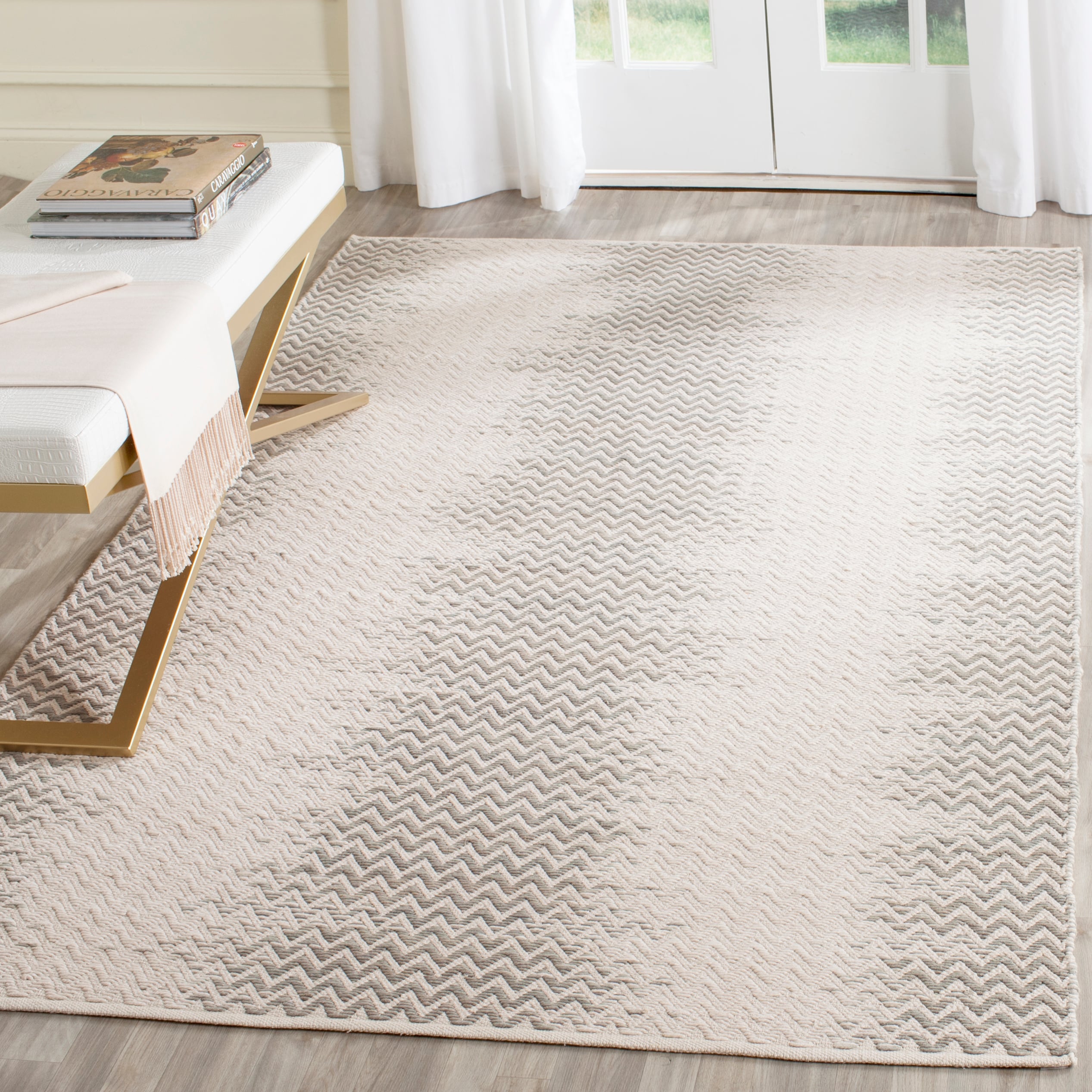 Safavieh KLC121C-4 Cotton Kilim Kadence 4 x 6 (ft) Cotton Dark Green/Ivory Rectangular Indoor Abstract Bohemian/Eclectic Area rug