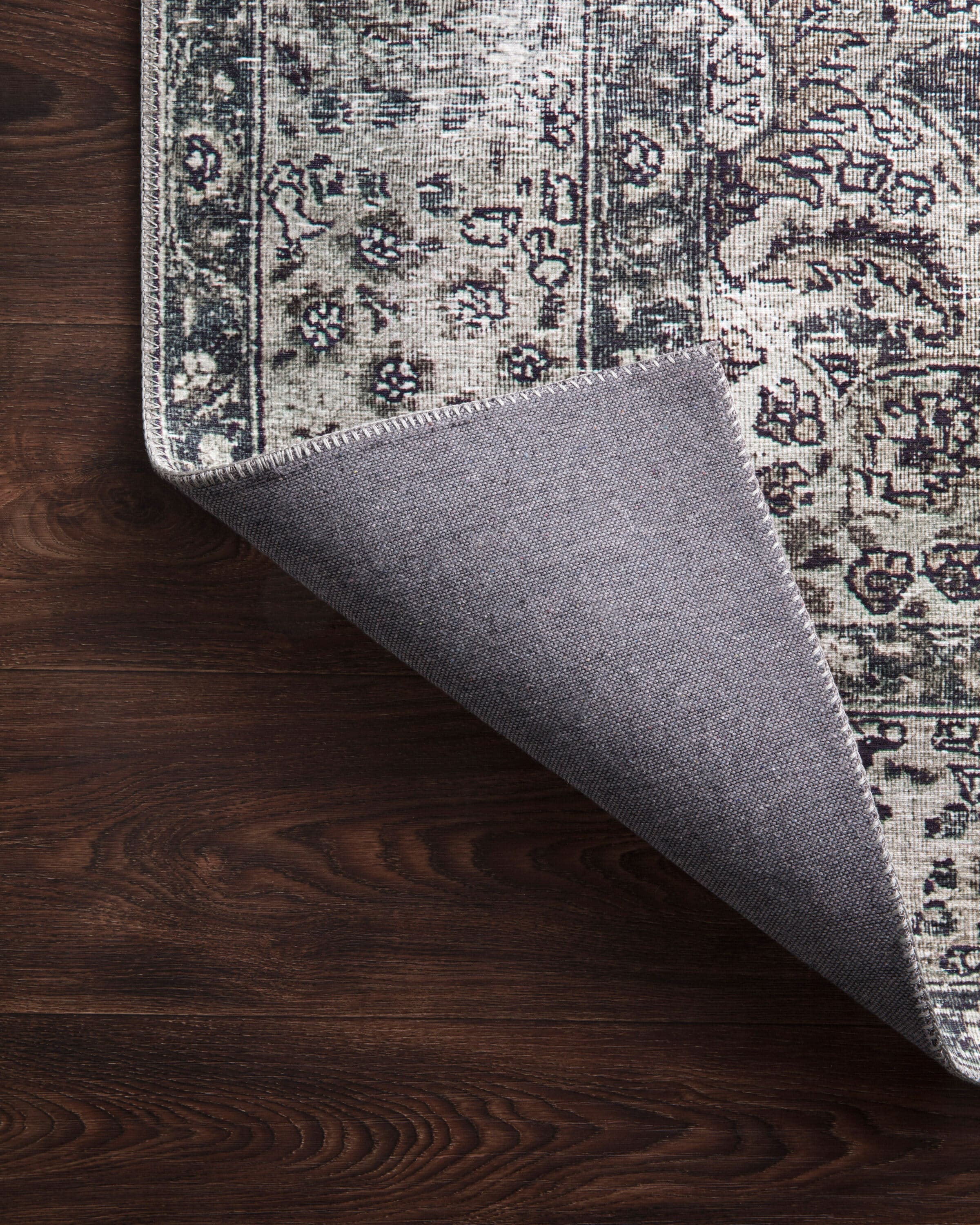 Reversible Gray Synthetic 24"x60" Stain-Resistant Area Rug