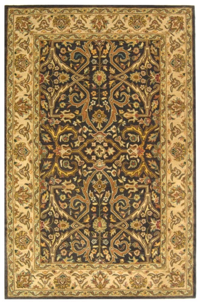 Safavieh Heritage Tabriz 6 X 9 (ft) Wool Charcoal/Beige Indoor  Floral/Botanical Oriental Area Rug