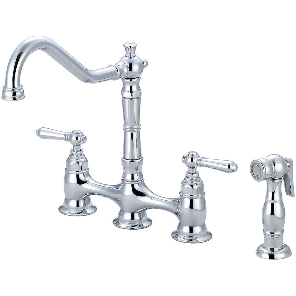 Pioneer Industries 2AM501 Americana Polished chrome Double Handle Deck-mount Kitchen Faucet ( Side Sprayer Included )
