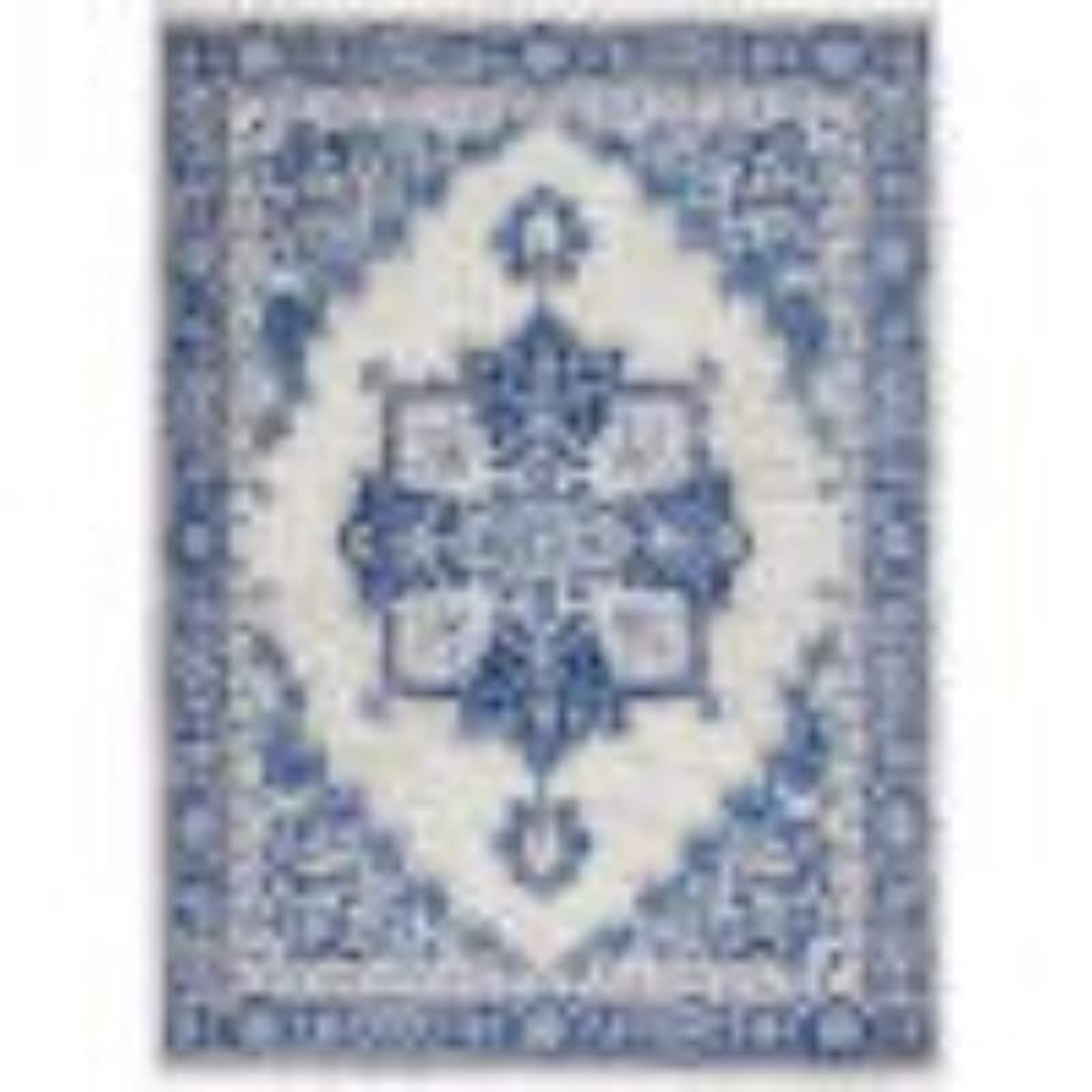 HomeRoots 4000385837 6 x 9 (ft) Polypropylene Ivory Blue Rectangular Indoor Floral Area rug