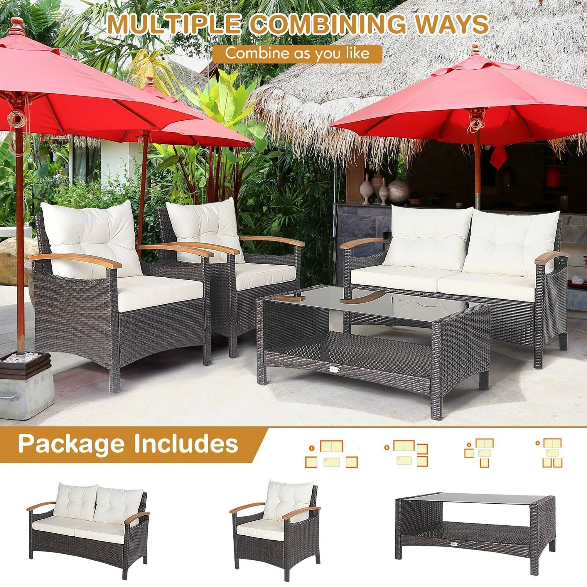 Forclover HYFL-69WH Patio-Conversation-Sets - View #7