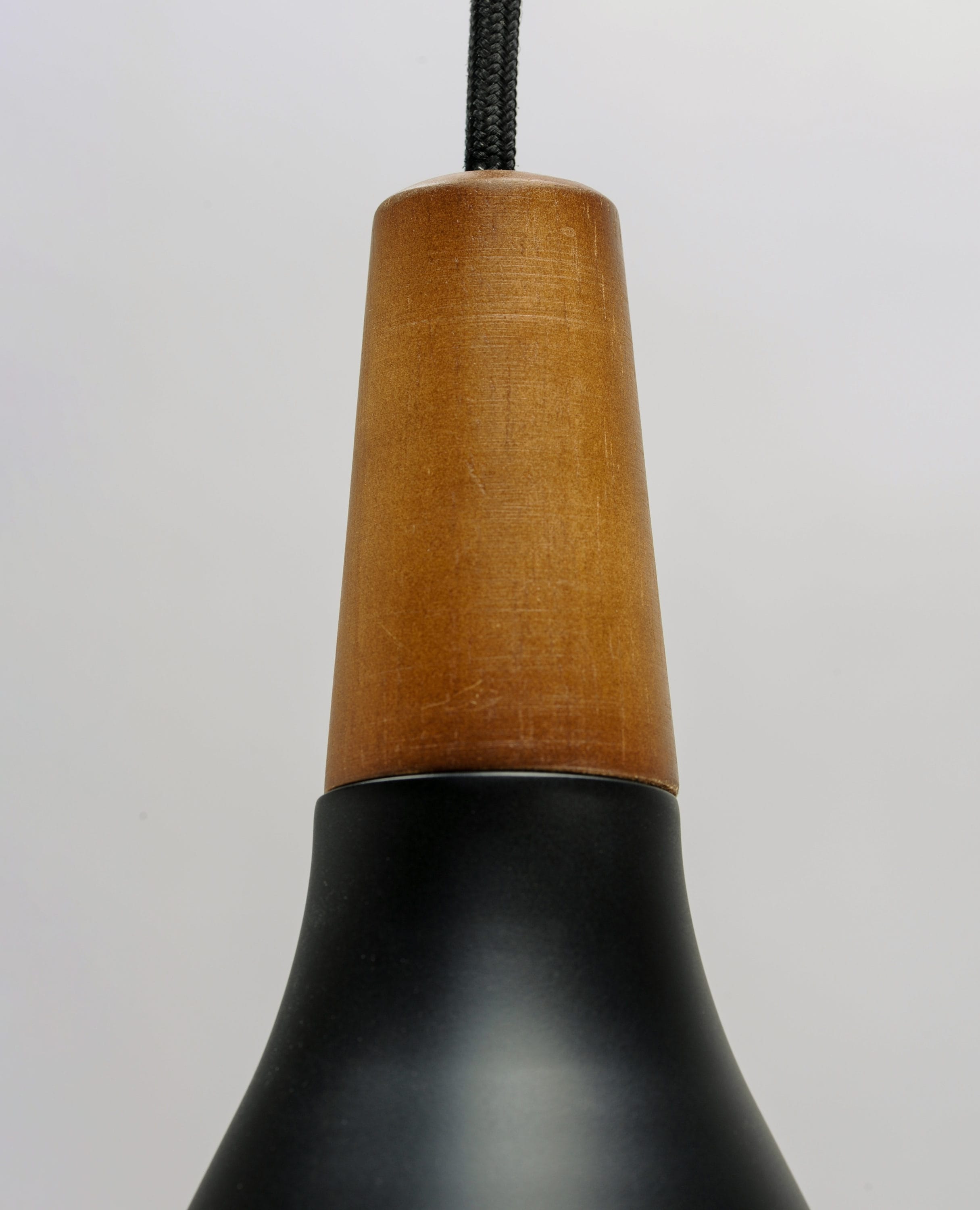 Nordic 7-Inch Walnut and Black Aluminum Pendant Light