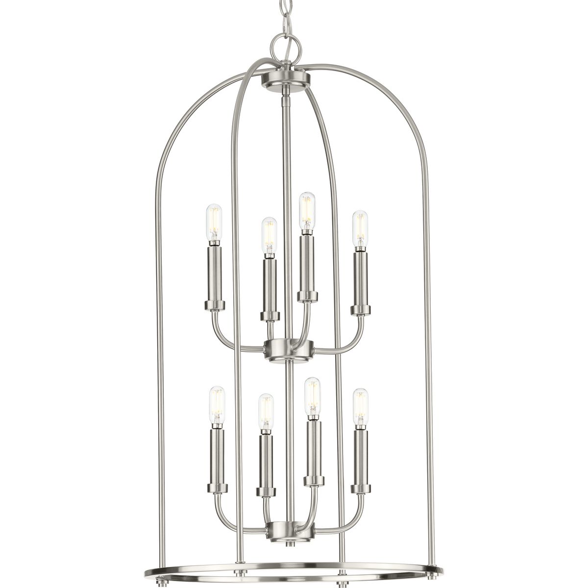 Progress Lighting Leyden 4-Light Brushed Nickel Transitional Lantern Medium Hanging Pendant Light