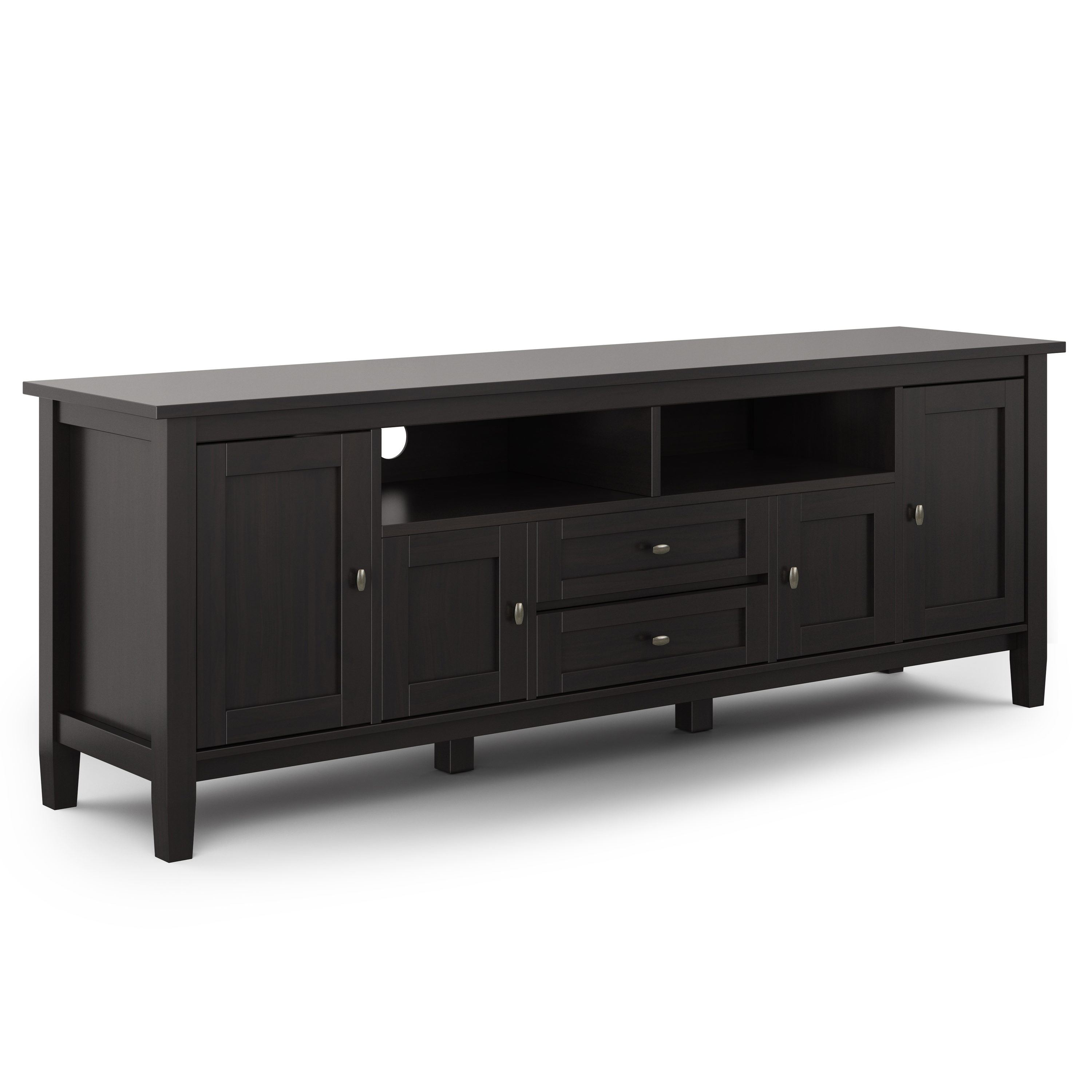 Simpli Home AXWSH003-72HIC Warm Shaker Transitional Hickory Brown TV stand ( Accommodates TVs up to 80-in )