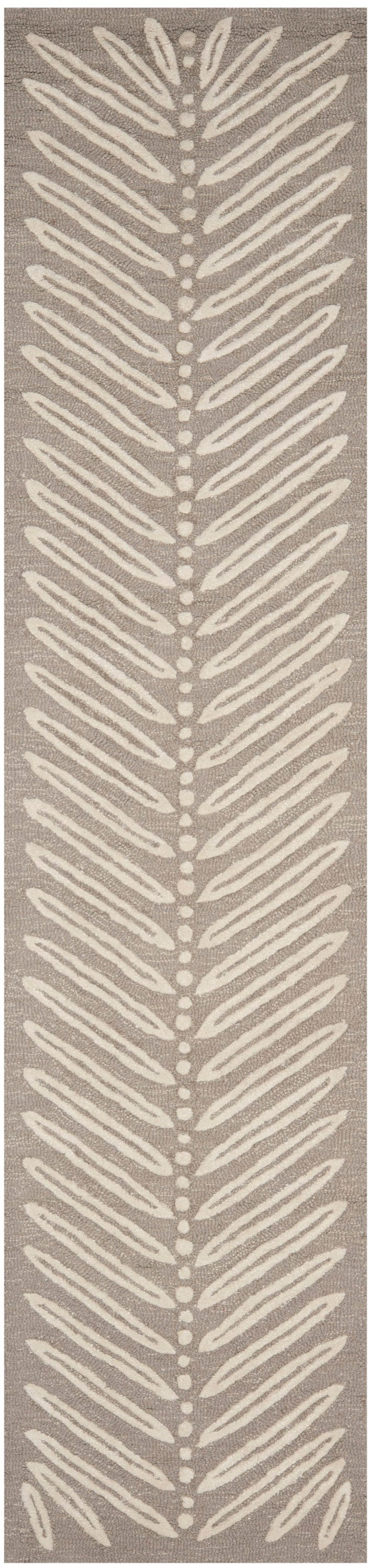 Martha Stewart MSR3612A-210 Chevron Leaves 2 x 10 (ft) Tufted Synthetic Chamois Beige Rectangular Indoor Abstract Farmhouse/Cottage Runner rug