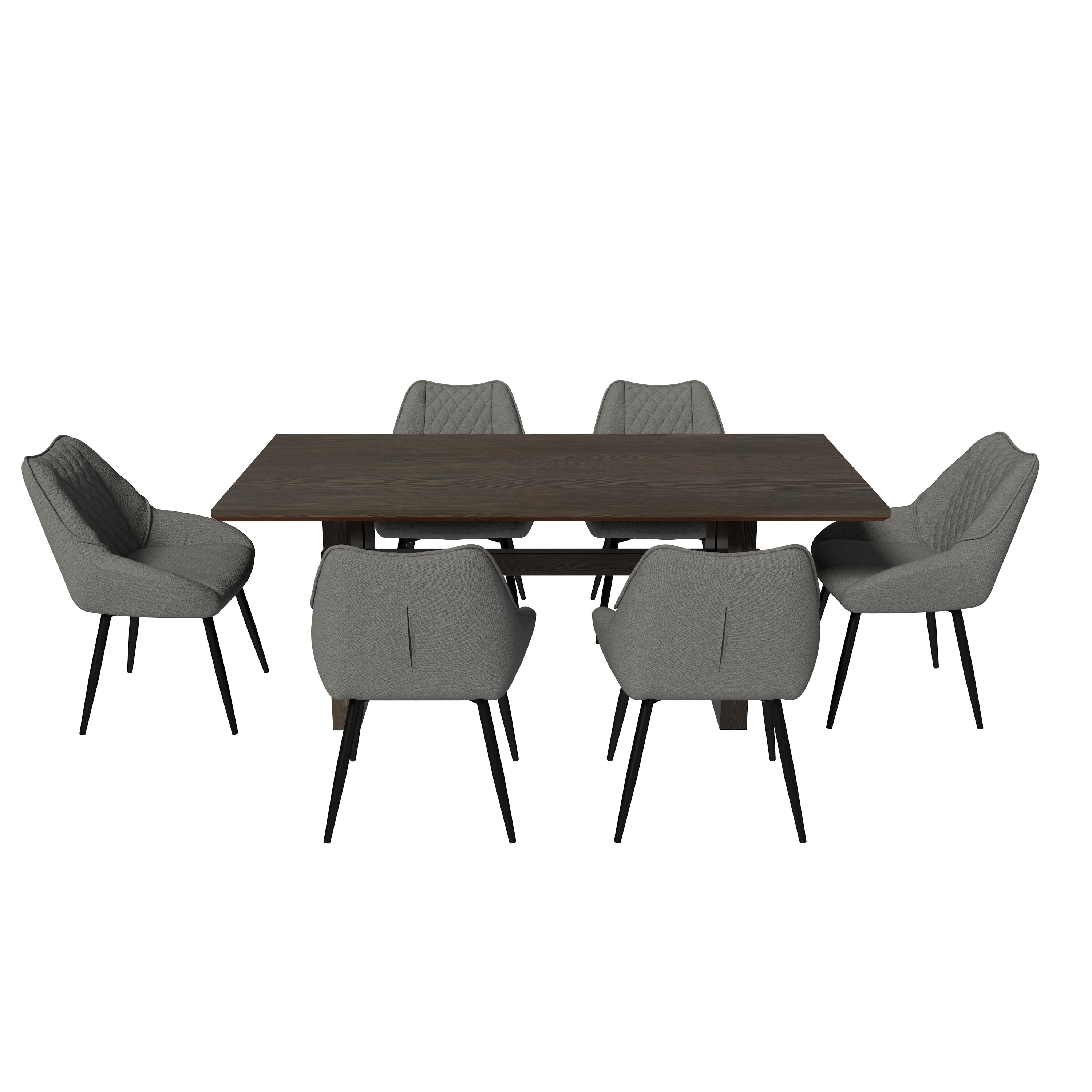 Clihome CL-172353GY Gray Chair/Dark Brown Table Contemporary/Modern Dining Room Set with Rectangular Table ( Seats 6 )