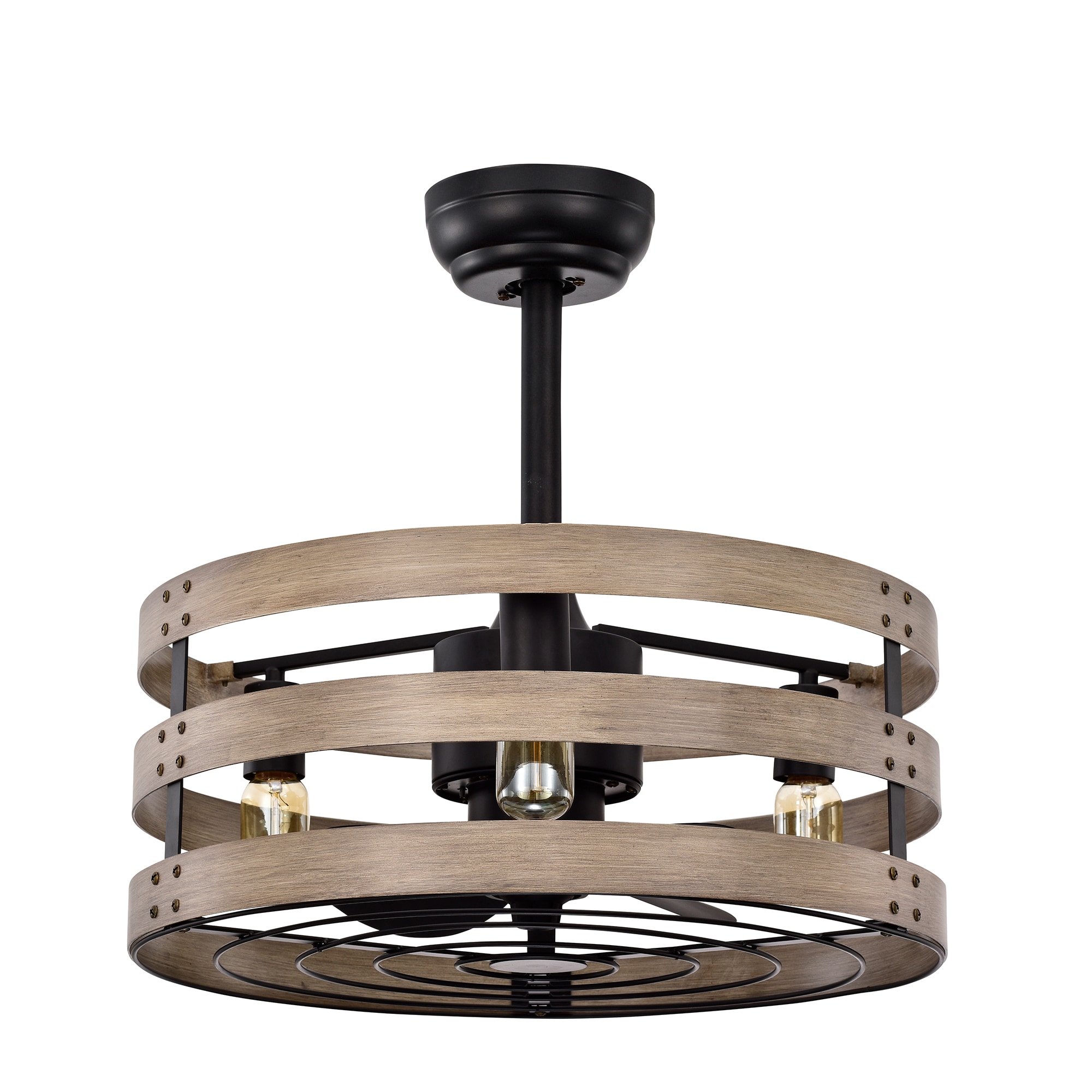 Home Accessories Inc CFL-8492S/IGW 19.7-in Black with Black Blades Fandelier Ceiling Fan With Light - Remote Included ( 3 -Blade )