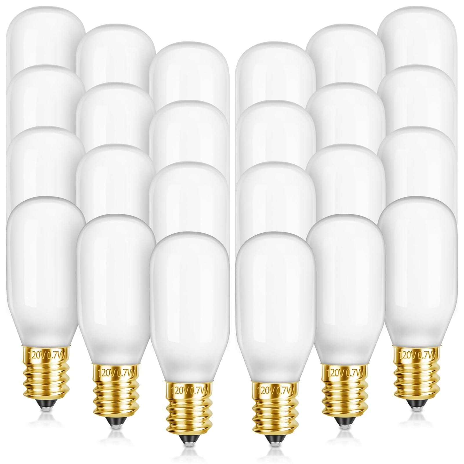 Vrbgify  24 pcs Christmas Village Light Bulbs E12 Base T20 LED 2700K Warm White Replacement Bulbs for Holiday Village Houses Salt Lamp and