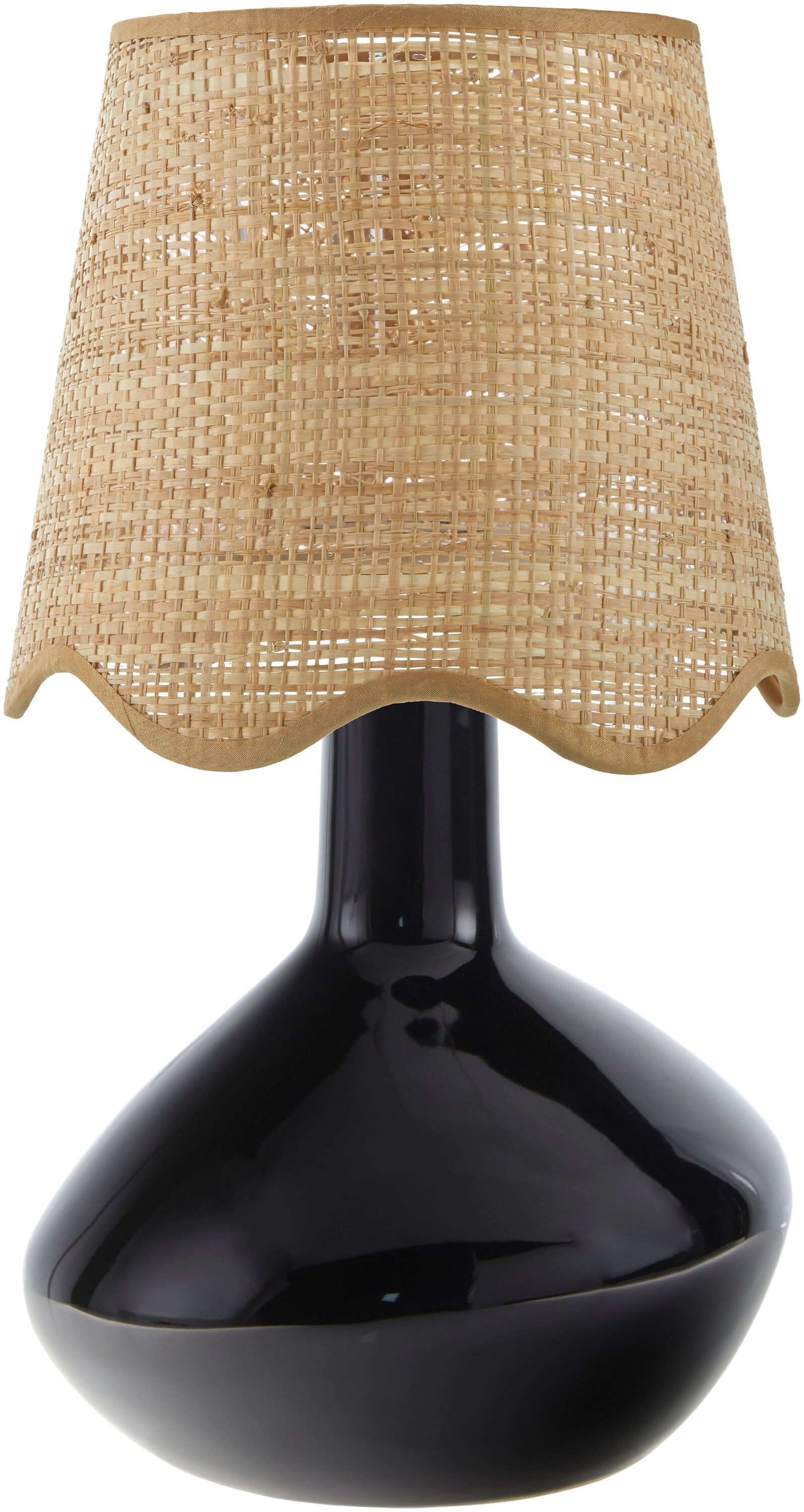 Livabliss Aviara 15-in Wheat/Black On/Off switch Table Lamp with Rattan Shade