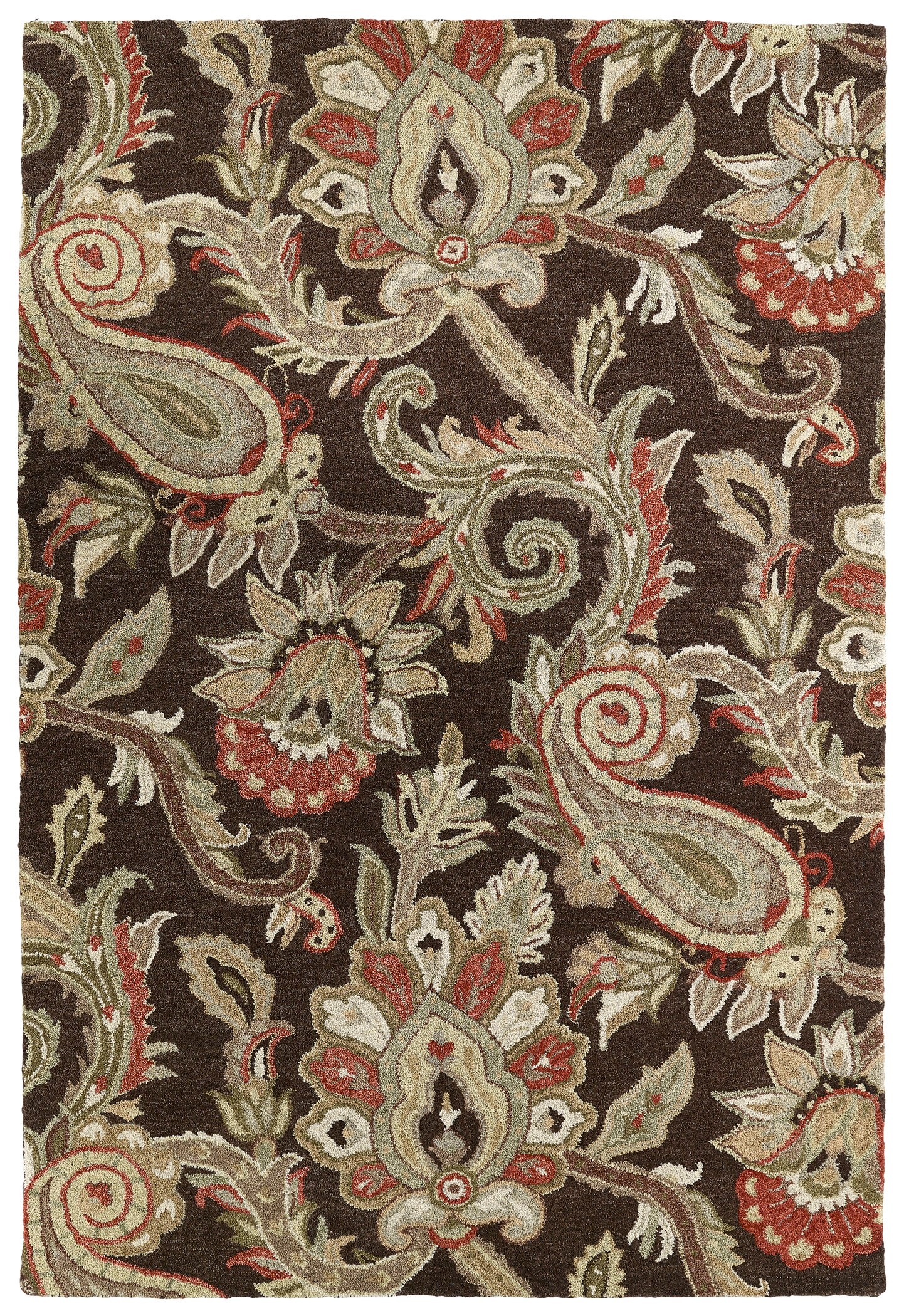 Kaleen Helena 8 X 10 (ft) Wool Chocolate Indoor Damask Southwestern ...