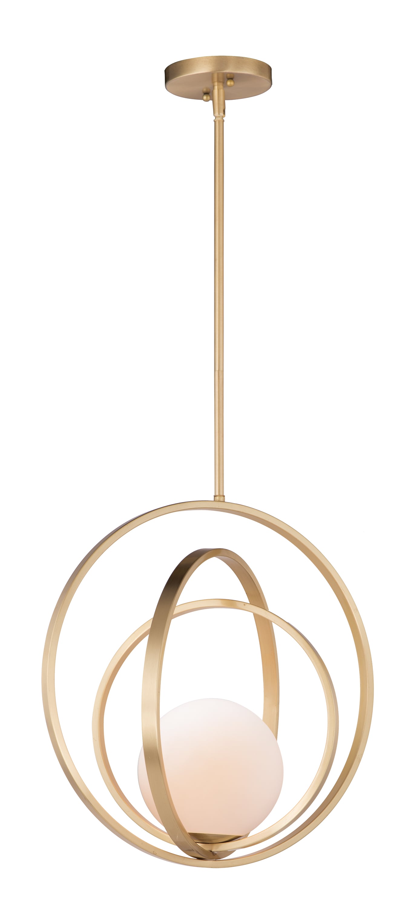 Maxim Lighting 26054SWSBR Coronet Satin Brass Transitional White glass Globe Medium Hanging Pendant light