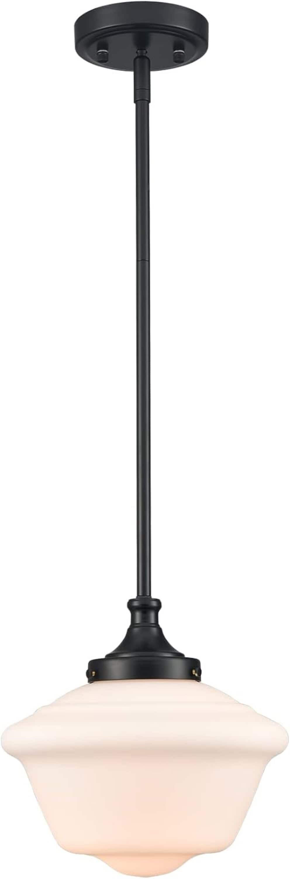 Claxy XT-B5329DU-BK-N Opal 1 -Light Black Industrial Opal glass Schoolhouse Mini Hanging Pendant light