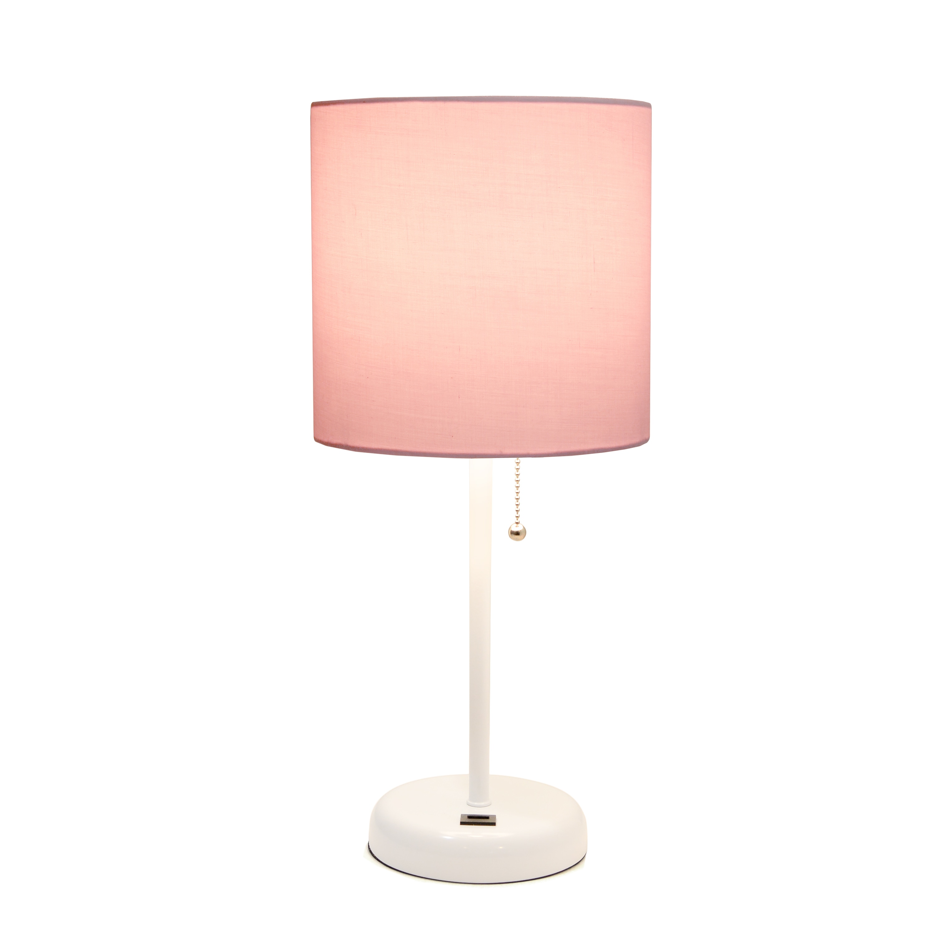 Limelights 19.5-in Pink And White Stick Table Lamp With Fabric Shade 