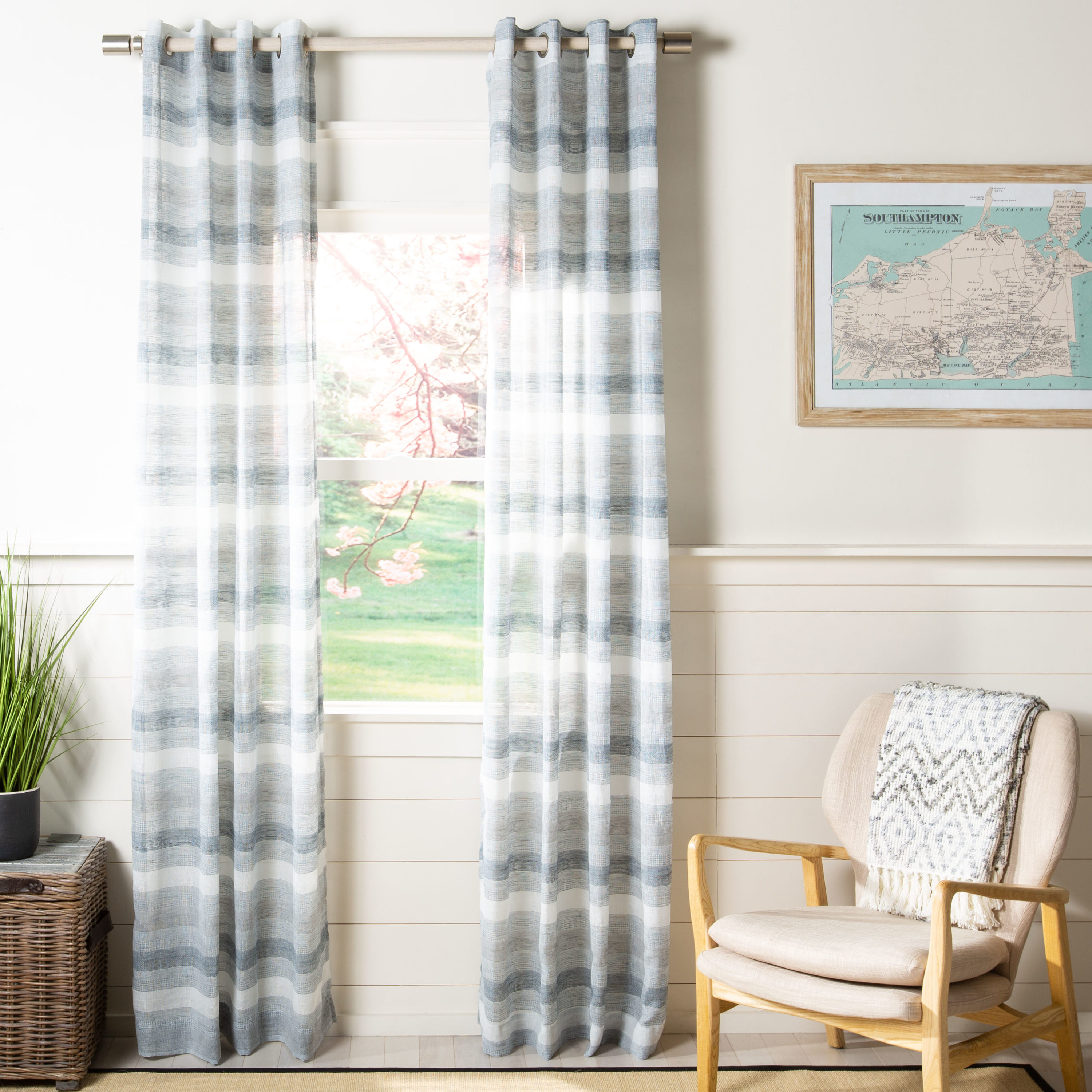 Safavieh WDT1053B-5296 96-in Gray Semi-sheer Grommet Single Curtain Panel