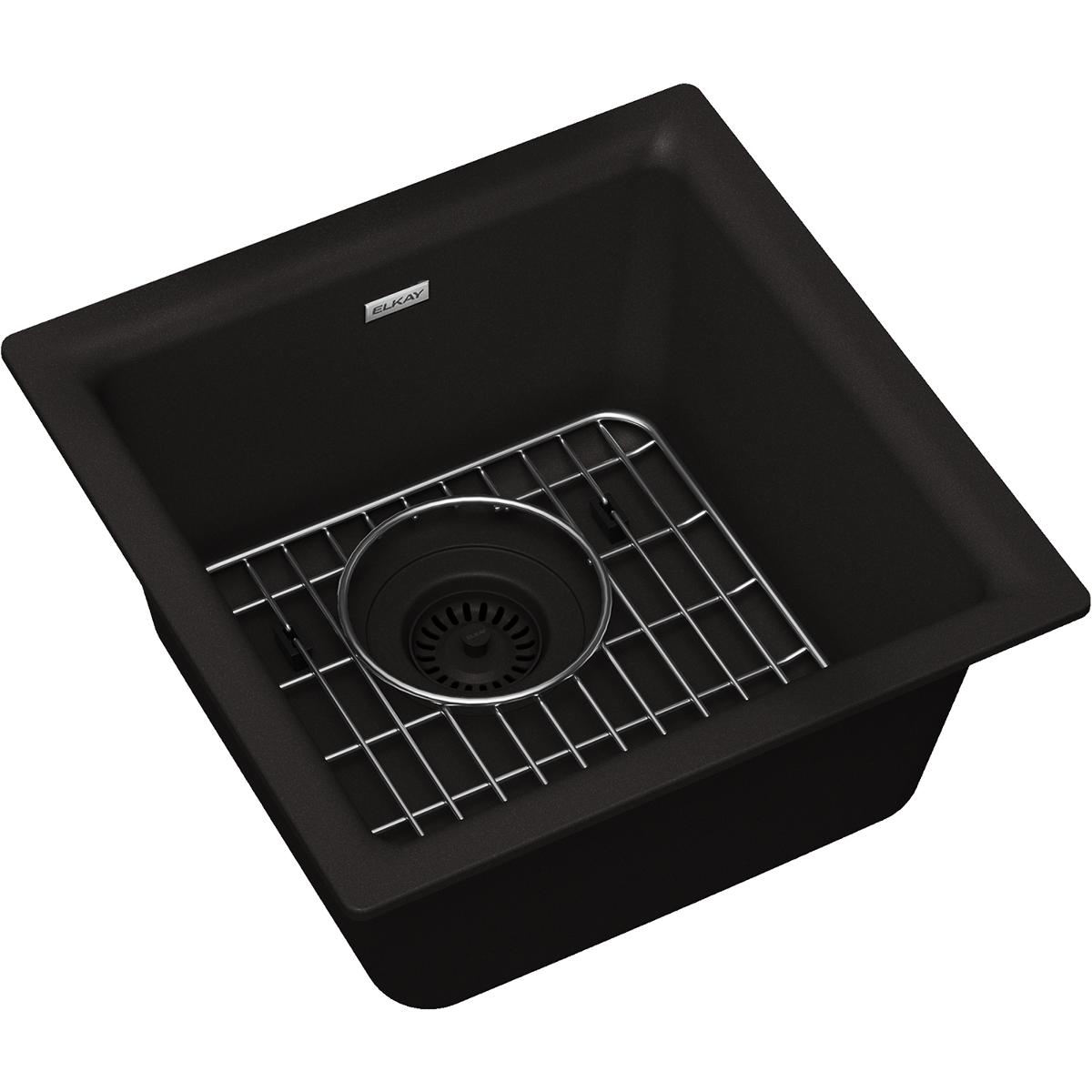 Elkay ELG1616BK0C Quartz Classic Dual-mount 13.15-Inches x 13.15-Inches Quartz Single bowl Kitchen Sink